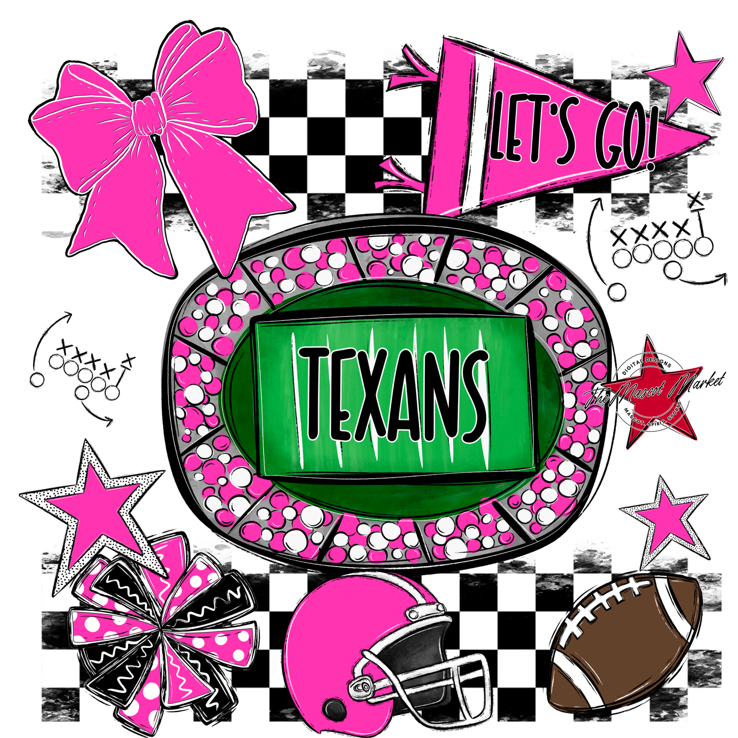 Texans Checkers Spirit Design-Pink