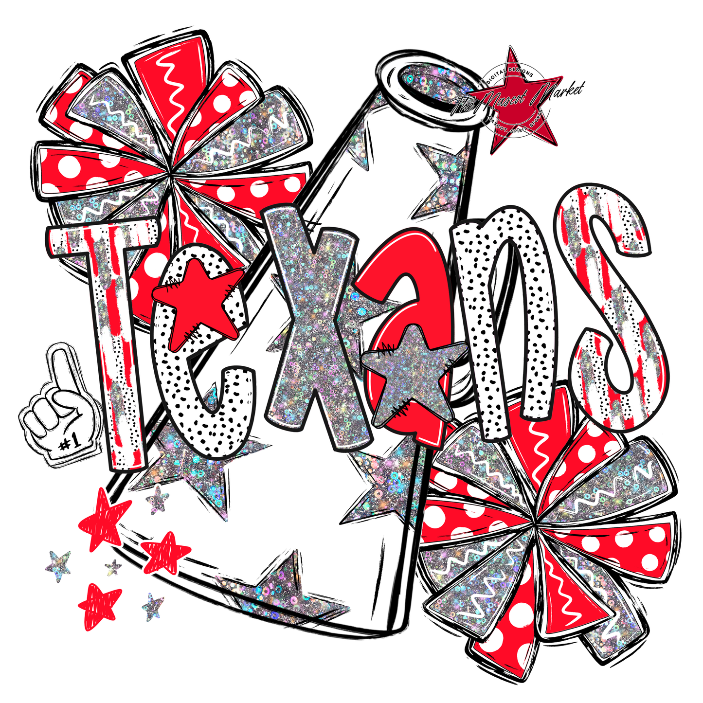 Texans Cheer Megaphone Scrape-Bright Red
