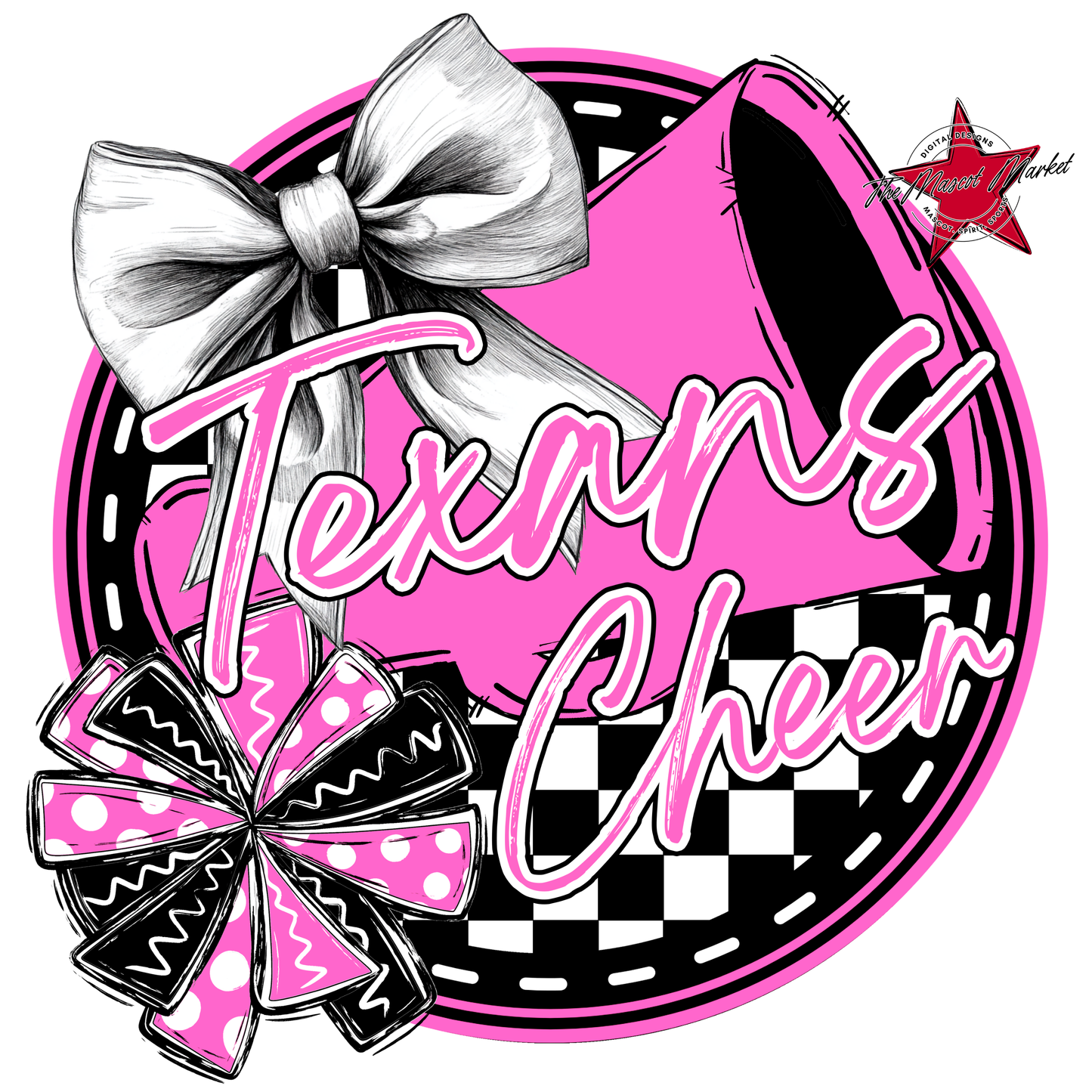 Texans Circle Cheer Design-Baby Pink