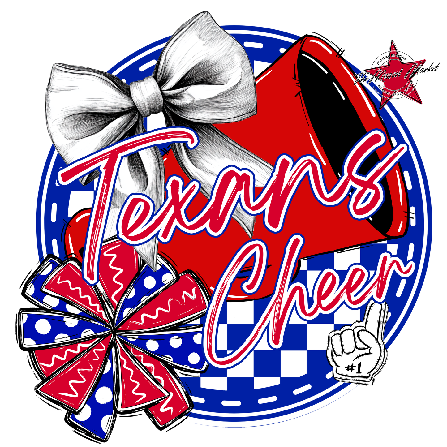 Texans Circle Cheer Design-Blue-Red