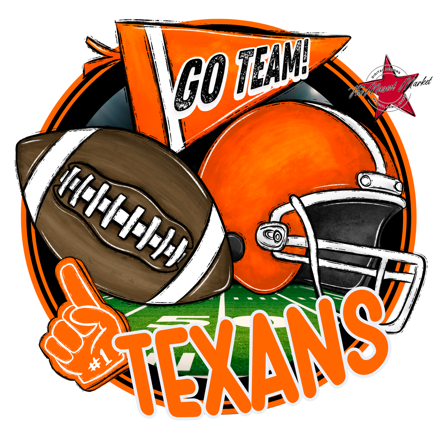 Texans Circle Football Design-Orange