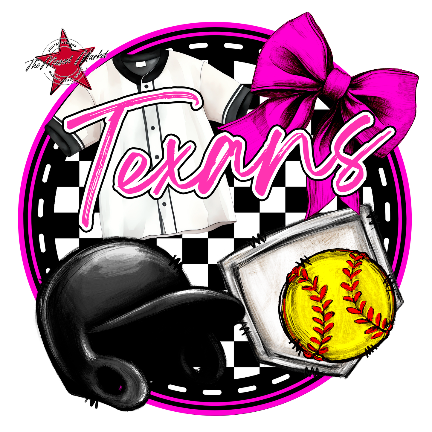 Texans Circle Softball Design-Pink