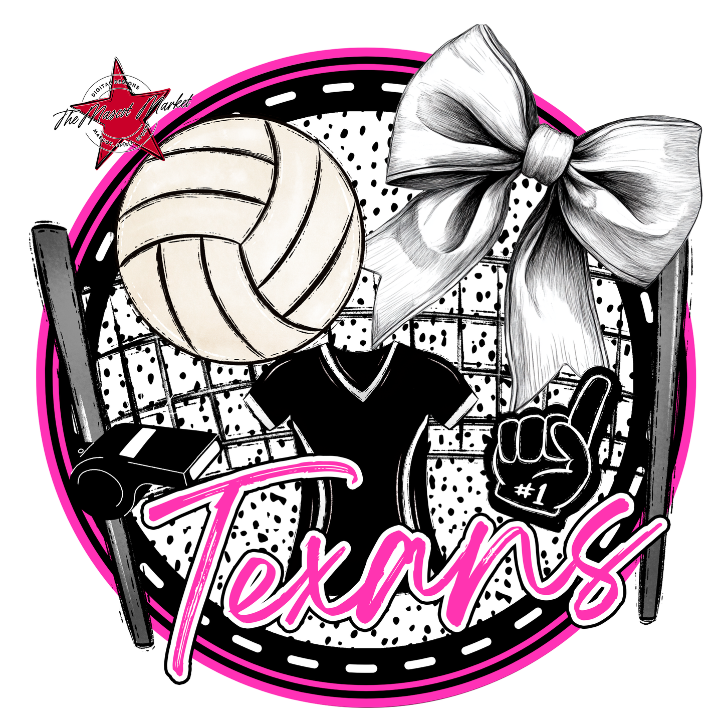 Texans Circle Volleyball Design-Pink