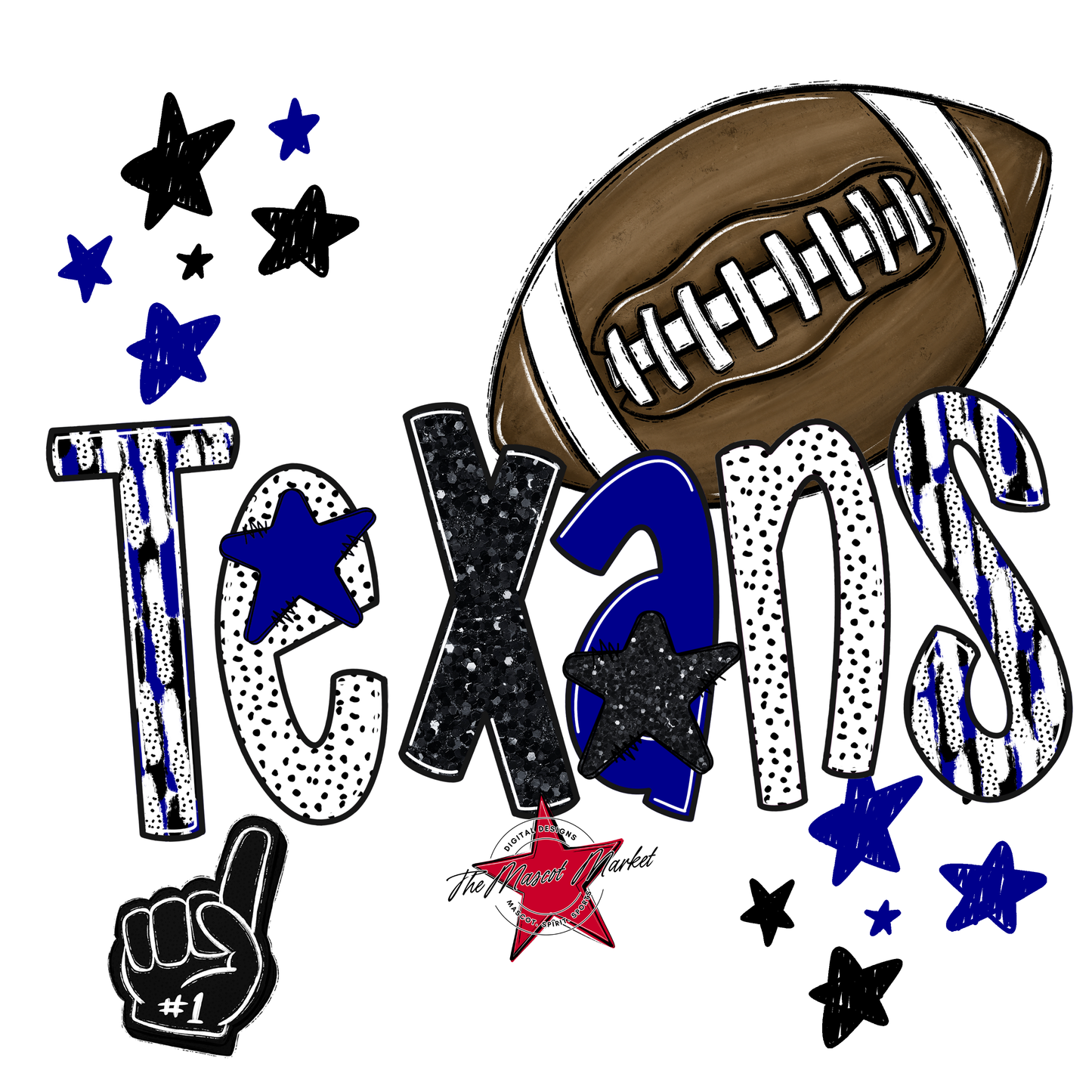 Texans Football Scrape-Blue