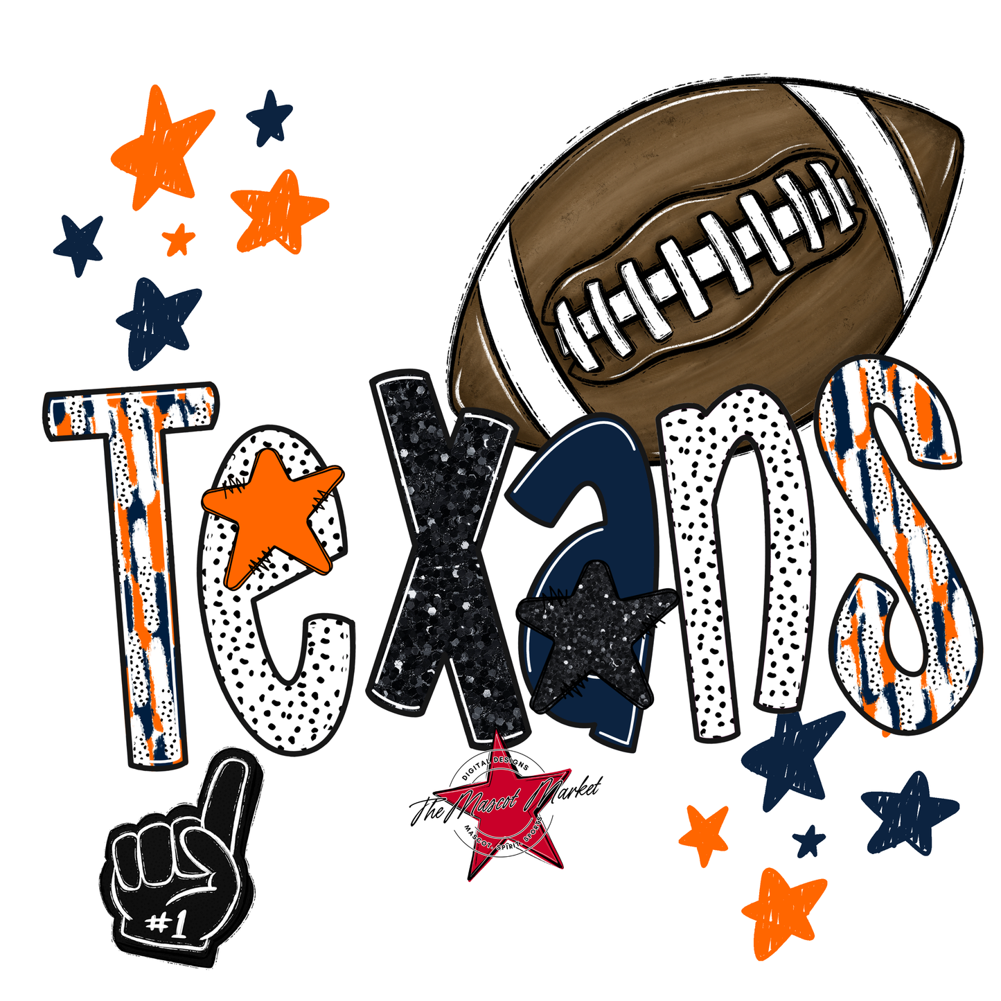 Texans Football Scrape-Navy-Orange