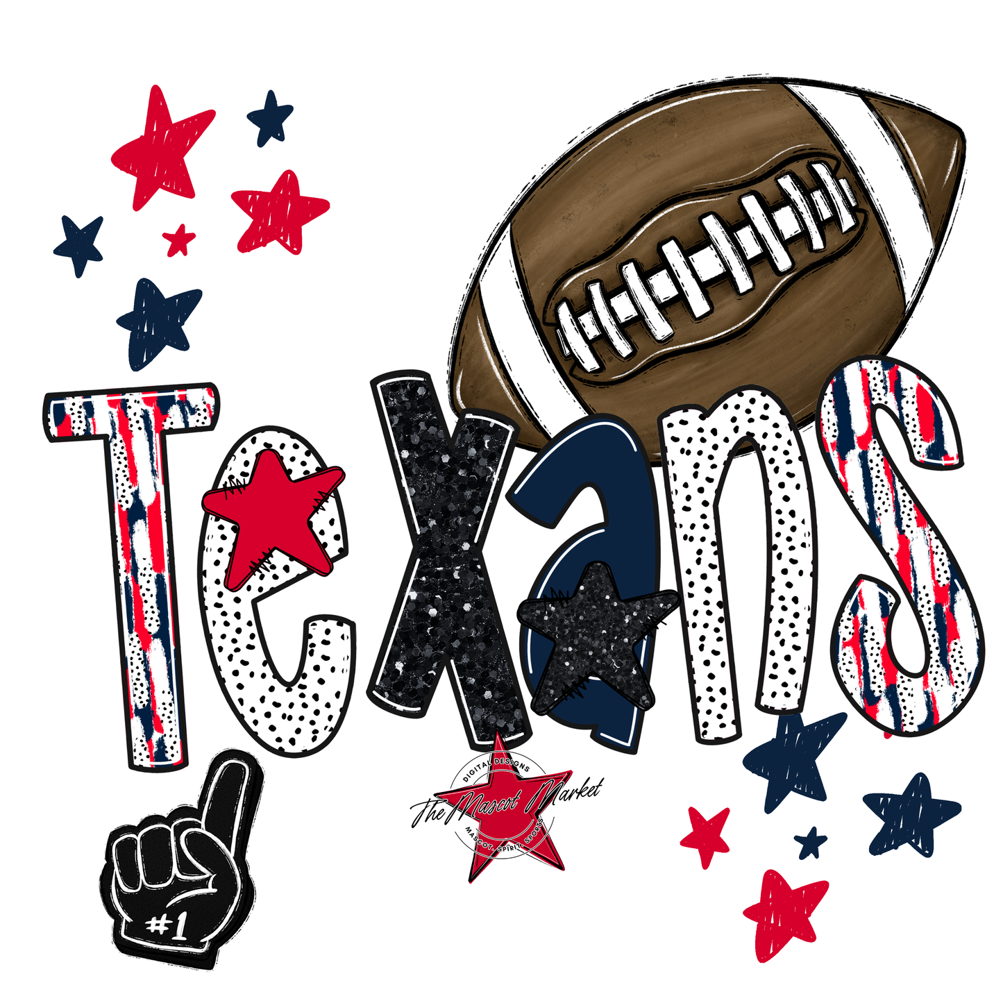 Texans Football Scrape-Navy-Red