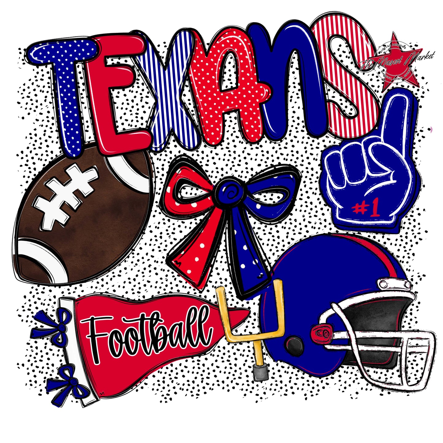 Texans Football Spirit-Blue & Red