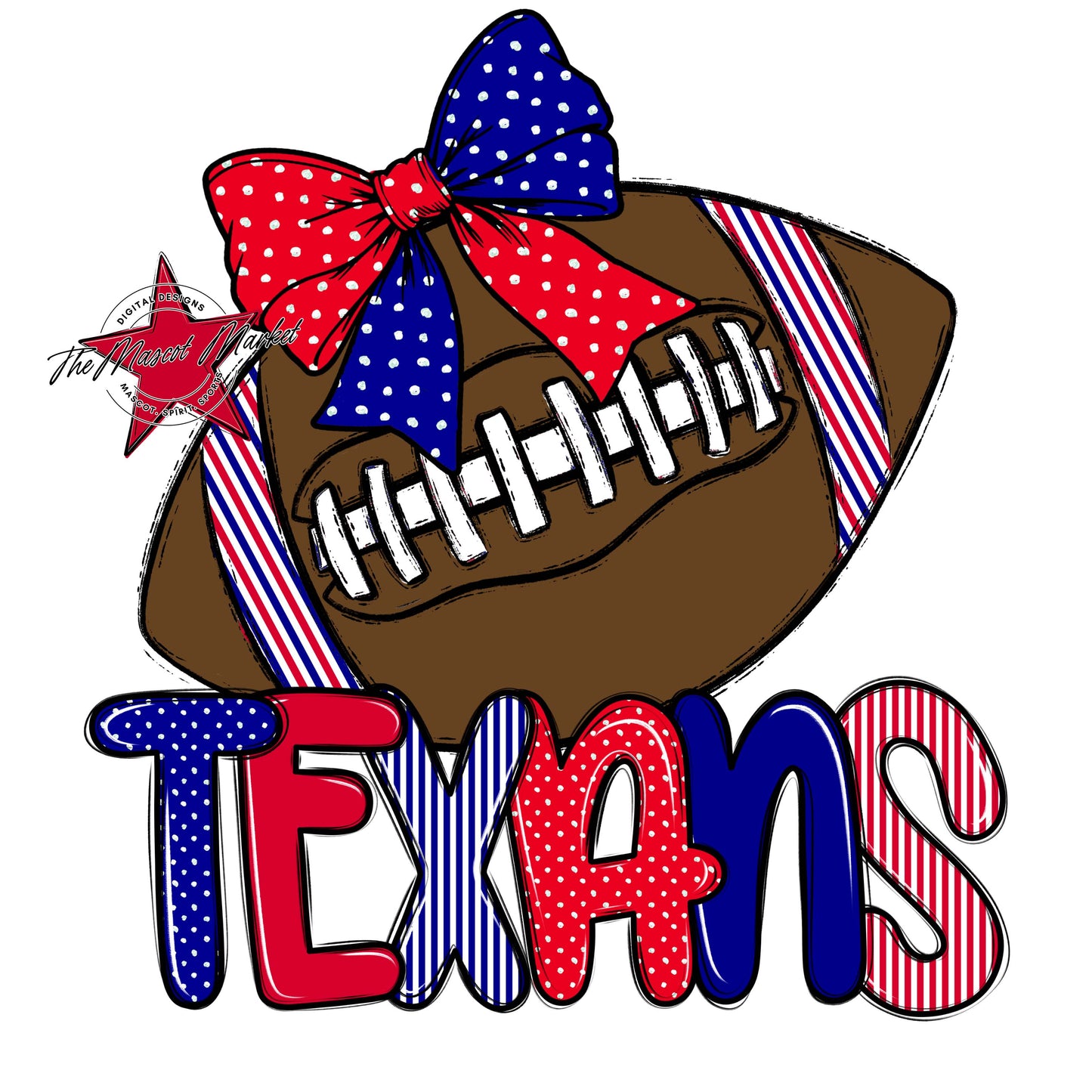 Texans Football Spirit Design-Blue & Red