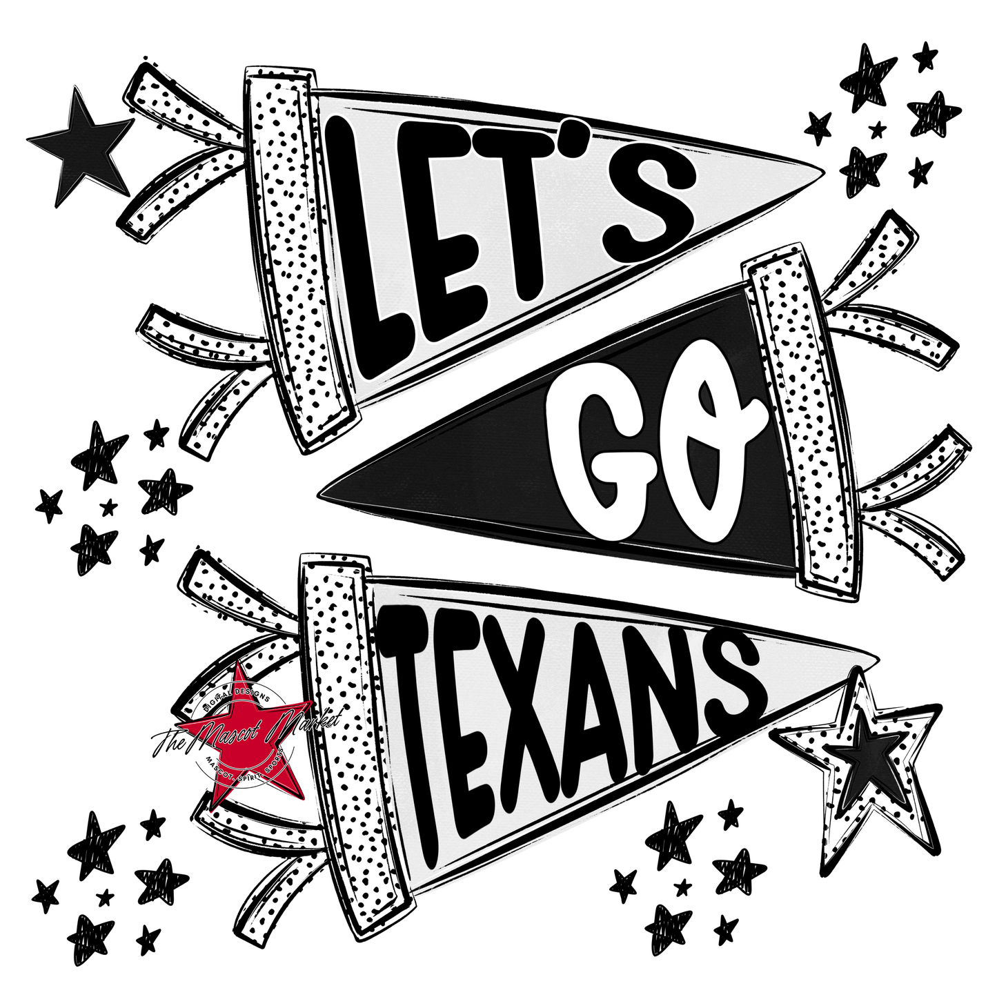 Texans Let's Go Flag Design-Black