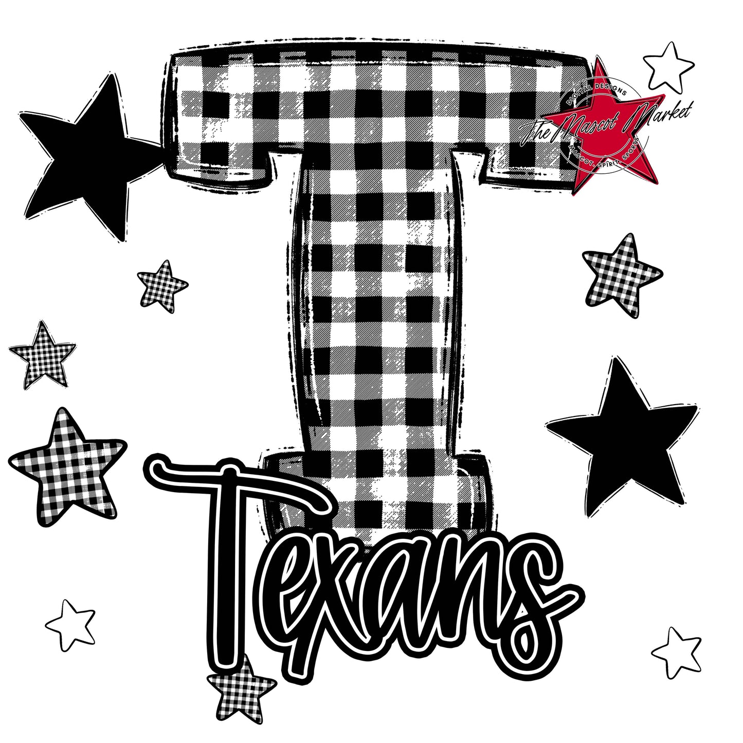Texans Plaid Star Design-Black