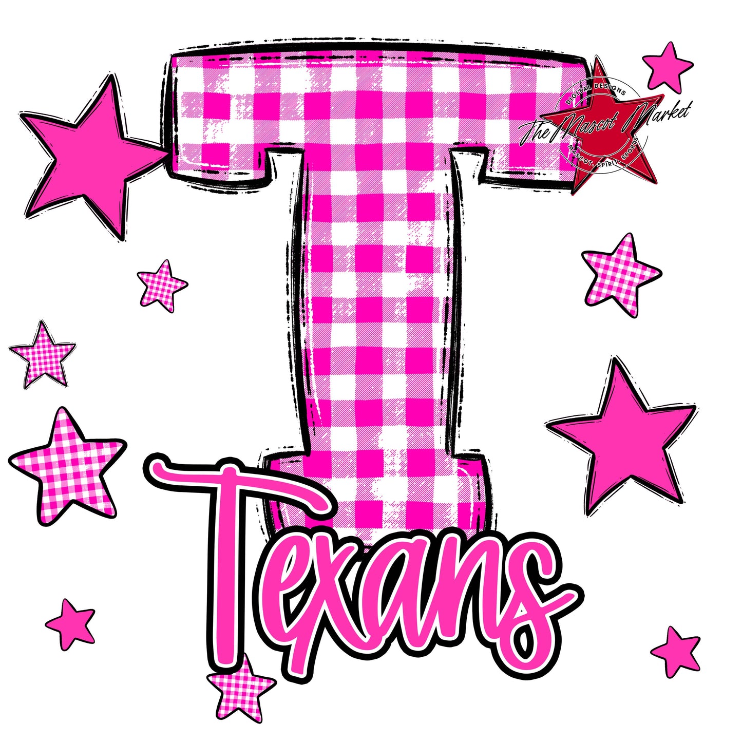 Texans Plaid Star Design-Pink