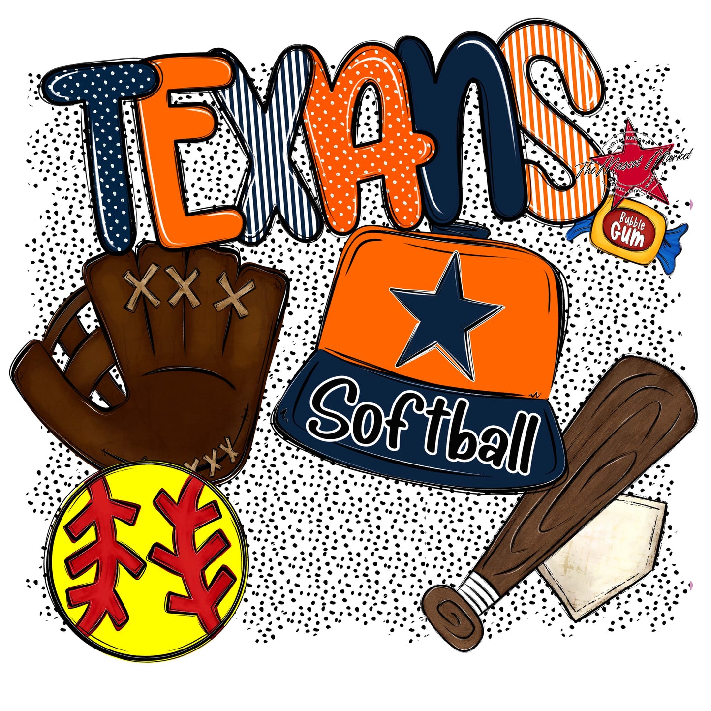Texans Softball Spirit-Navy & Orange