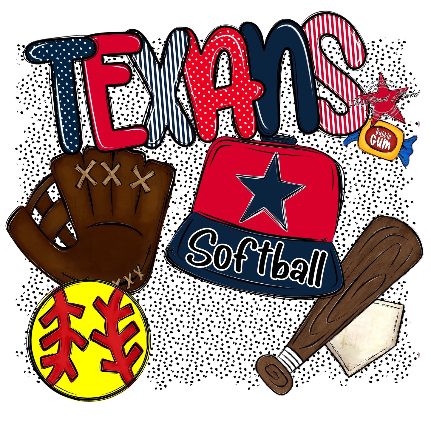 Texans Softball Spirit-Navy & Red