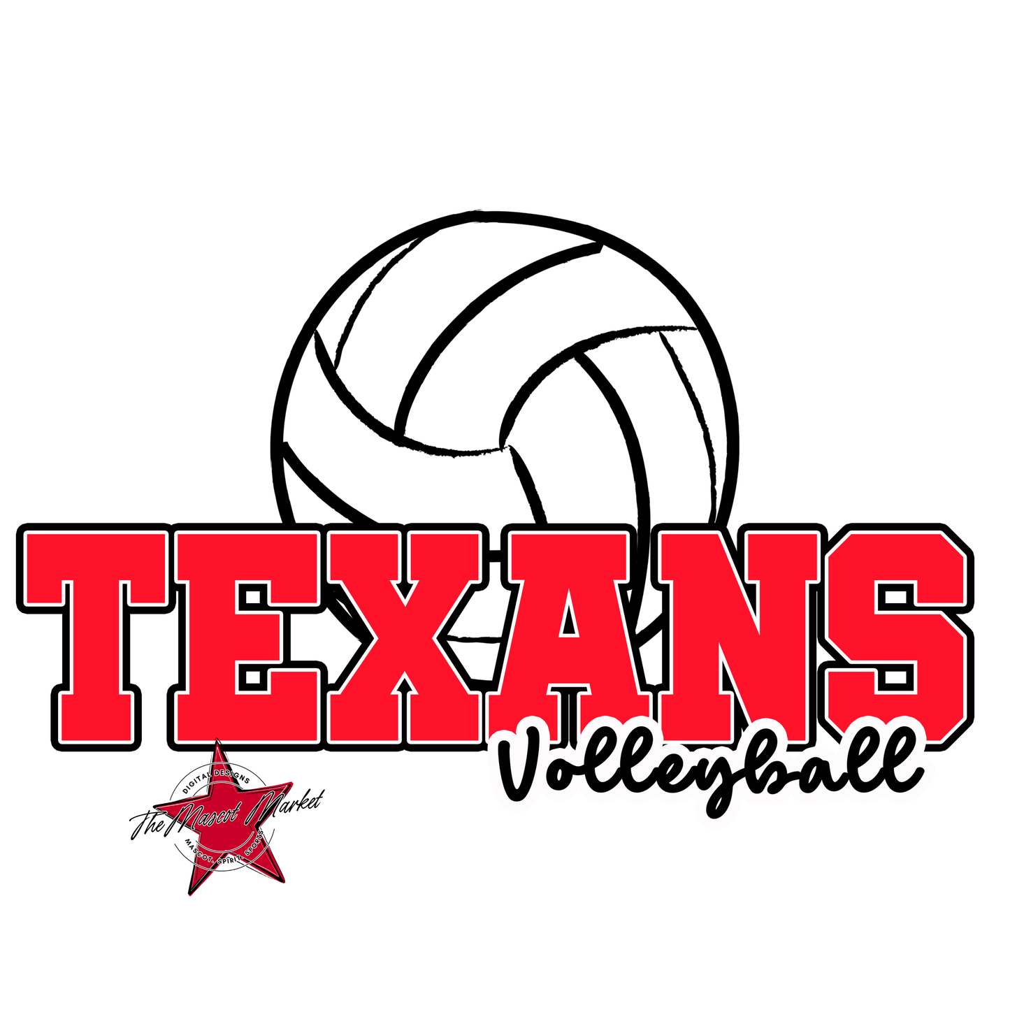 Texans Varsity Volleyball-Bright Red