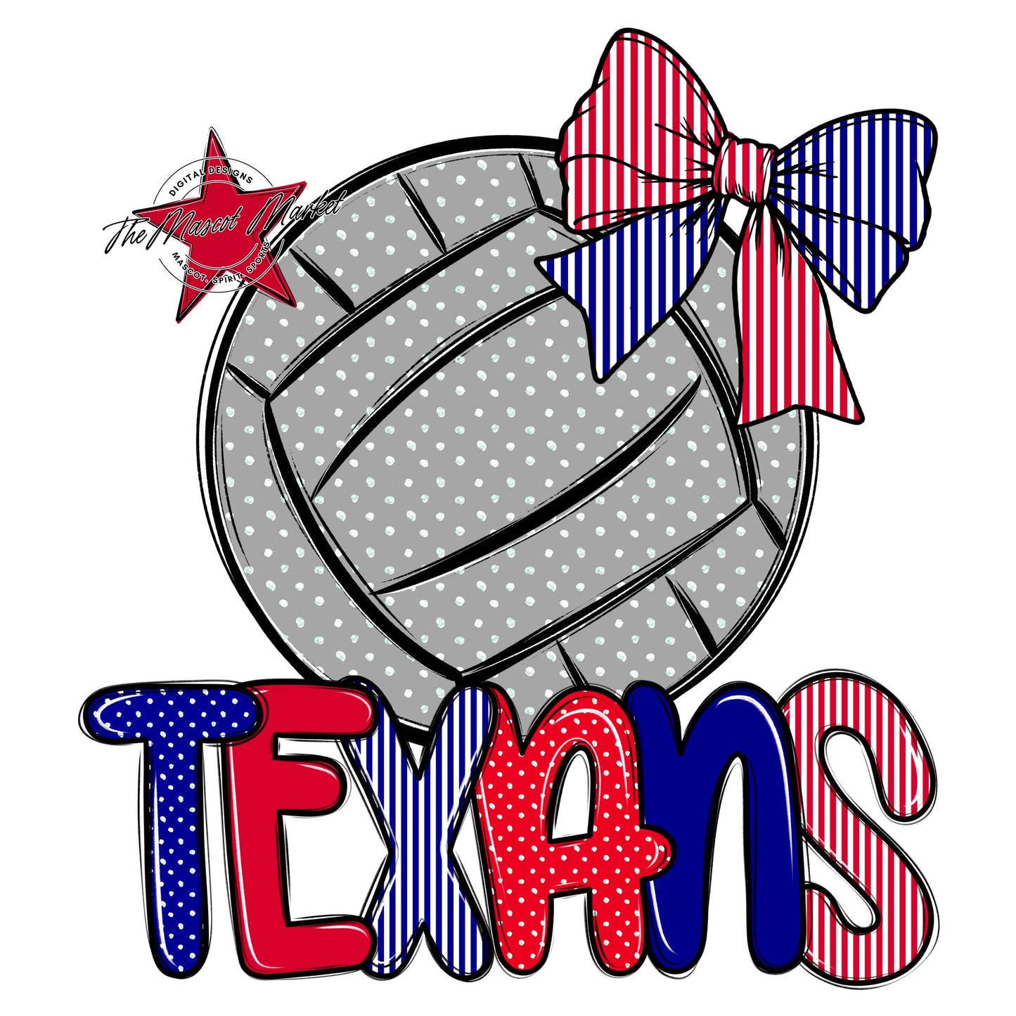 Texans Volleyball Spirit Design-Blue & Red