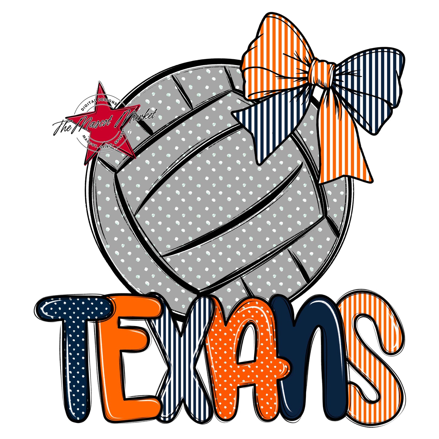 Texans Volleyball Spirit Design-Navy & Orange