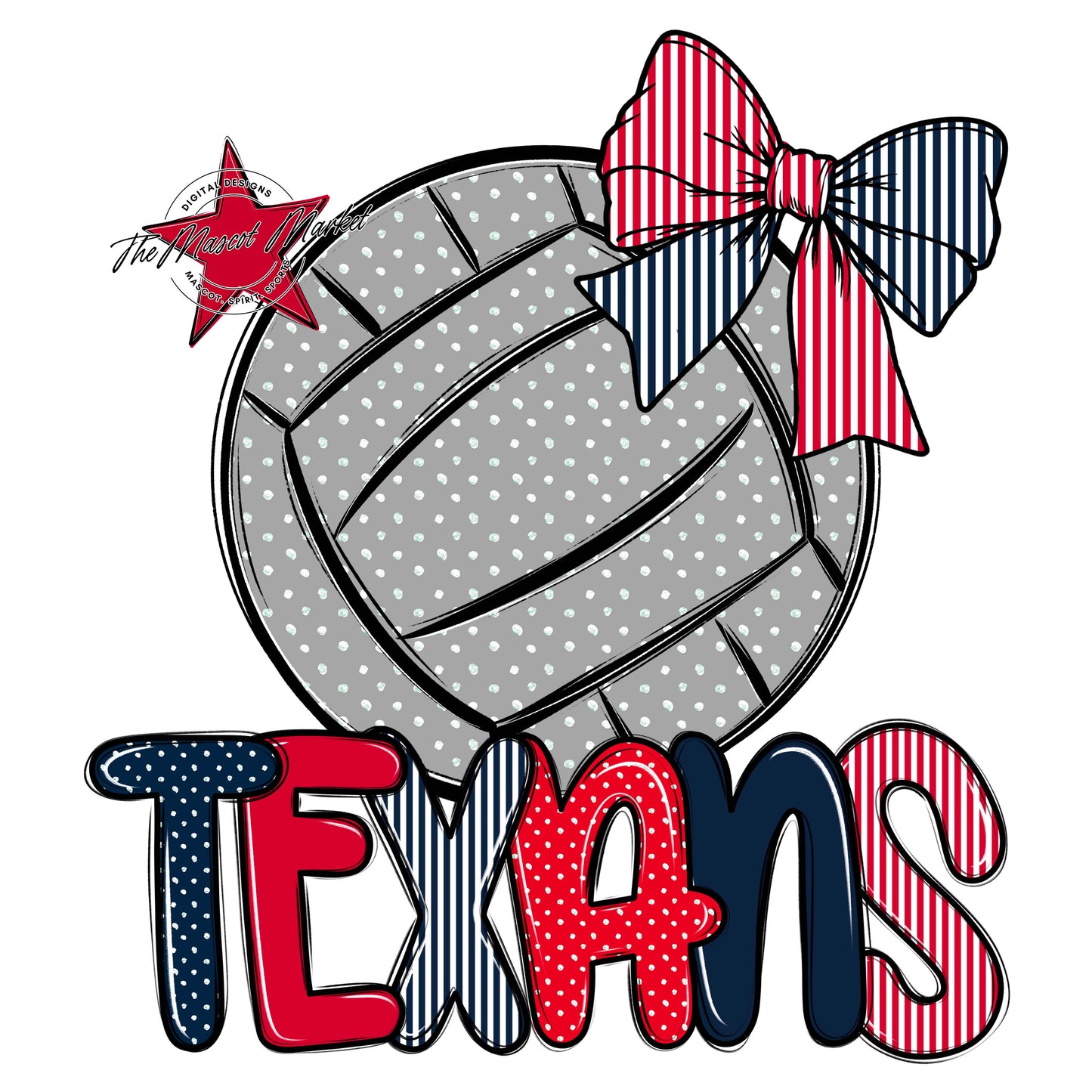 Texans Volleyball Spirit Design-Navy & Red