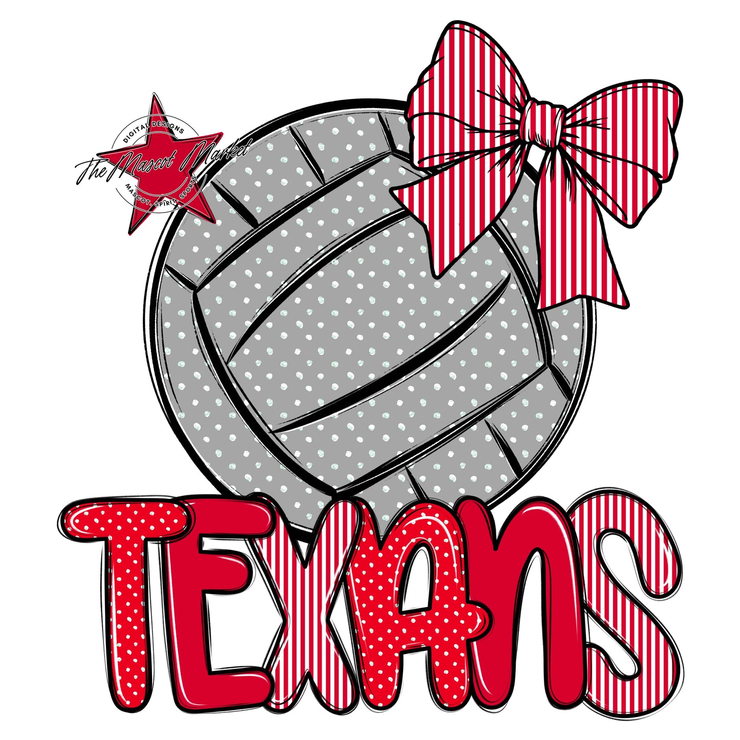 Texans Volleyball Spirit Design-Red