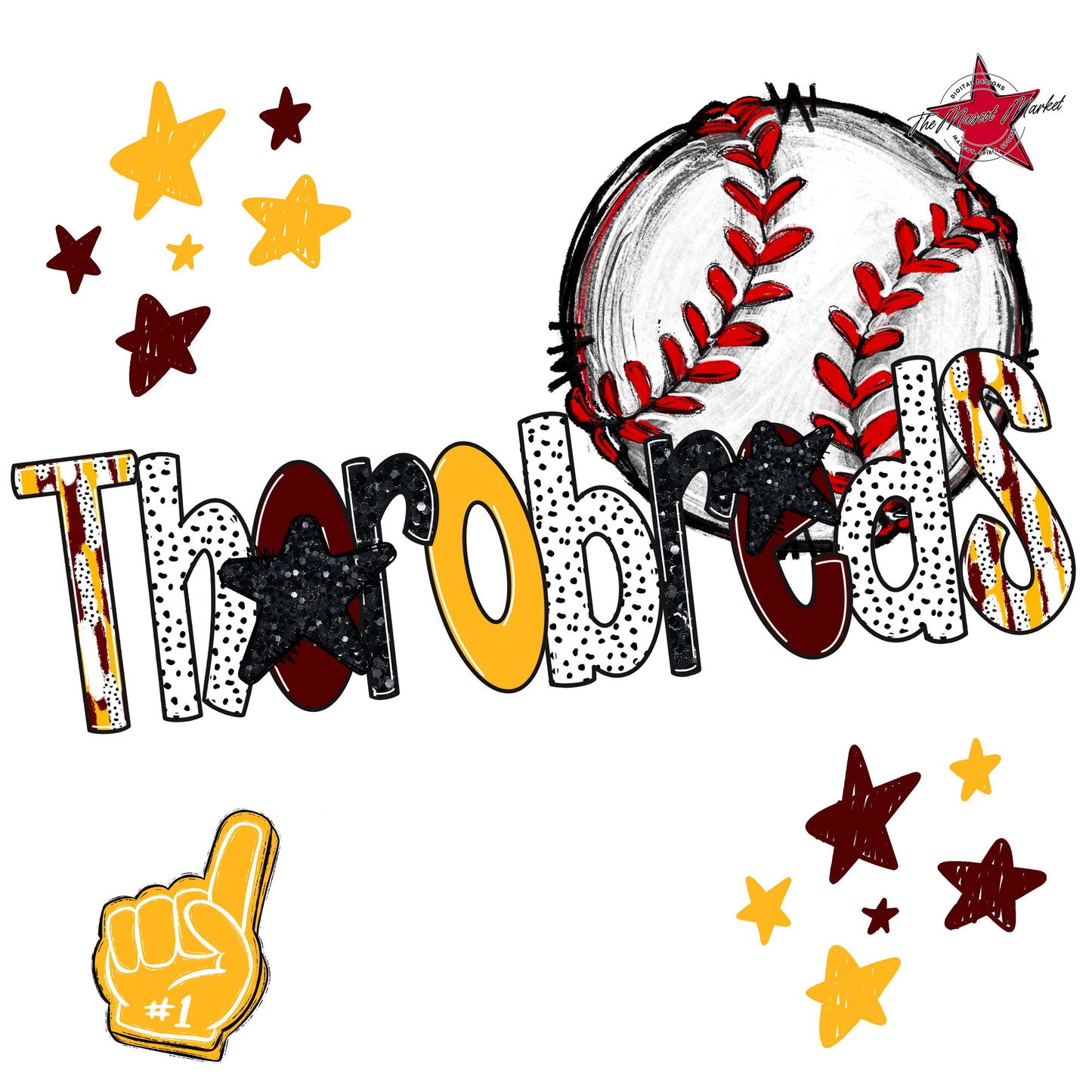 Thorobreds Baseball Scrape-Maroon & Yellow
