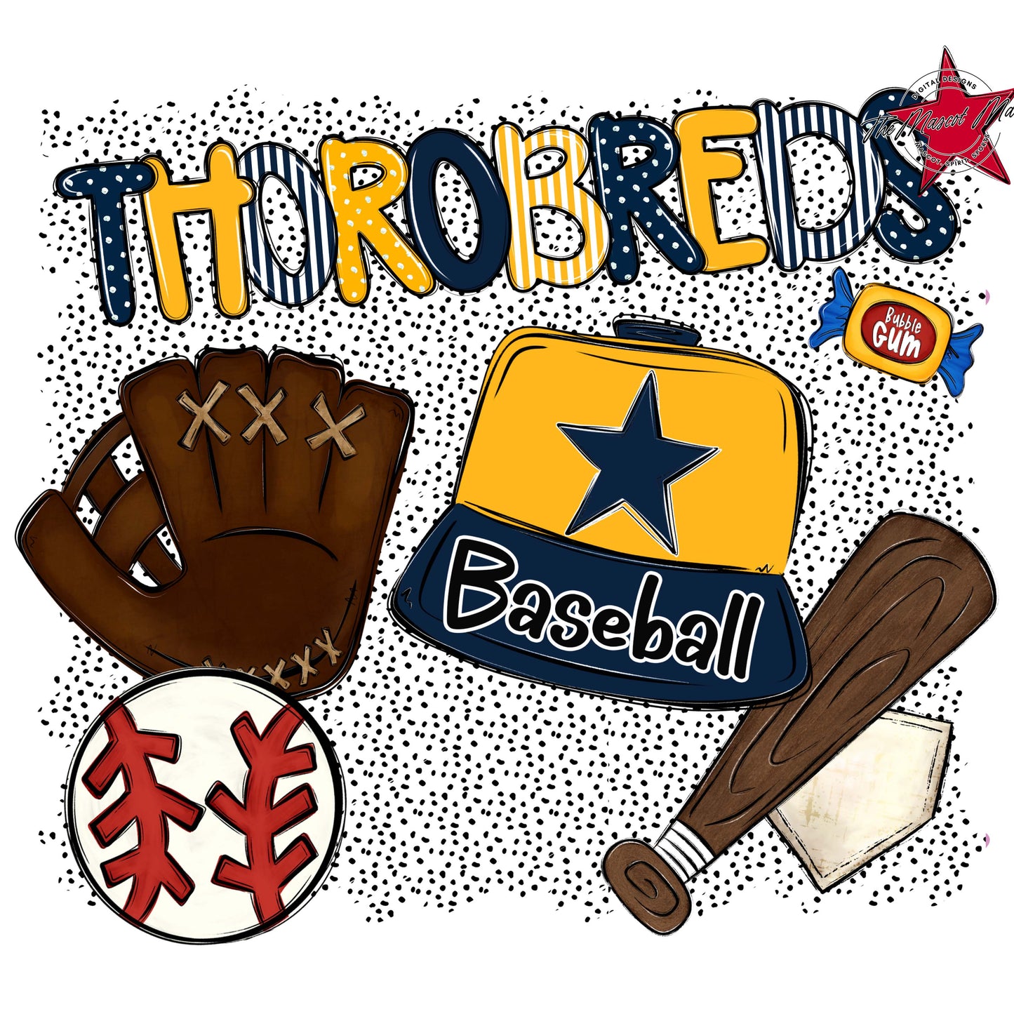 Thorobreds Baseball Spirit-Navy & Yellow