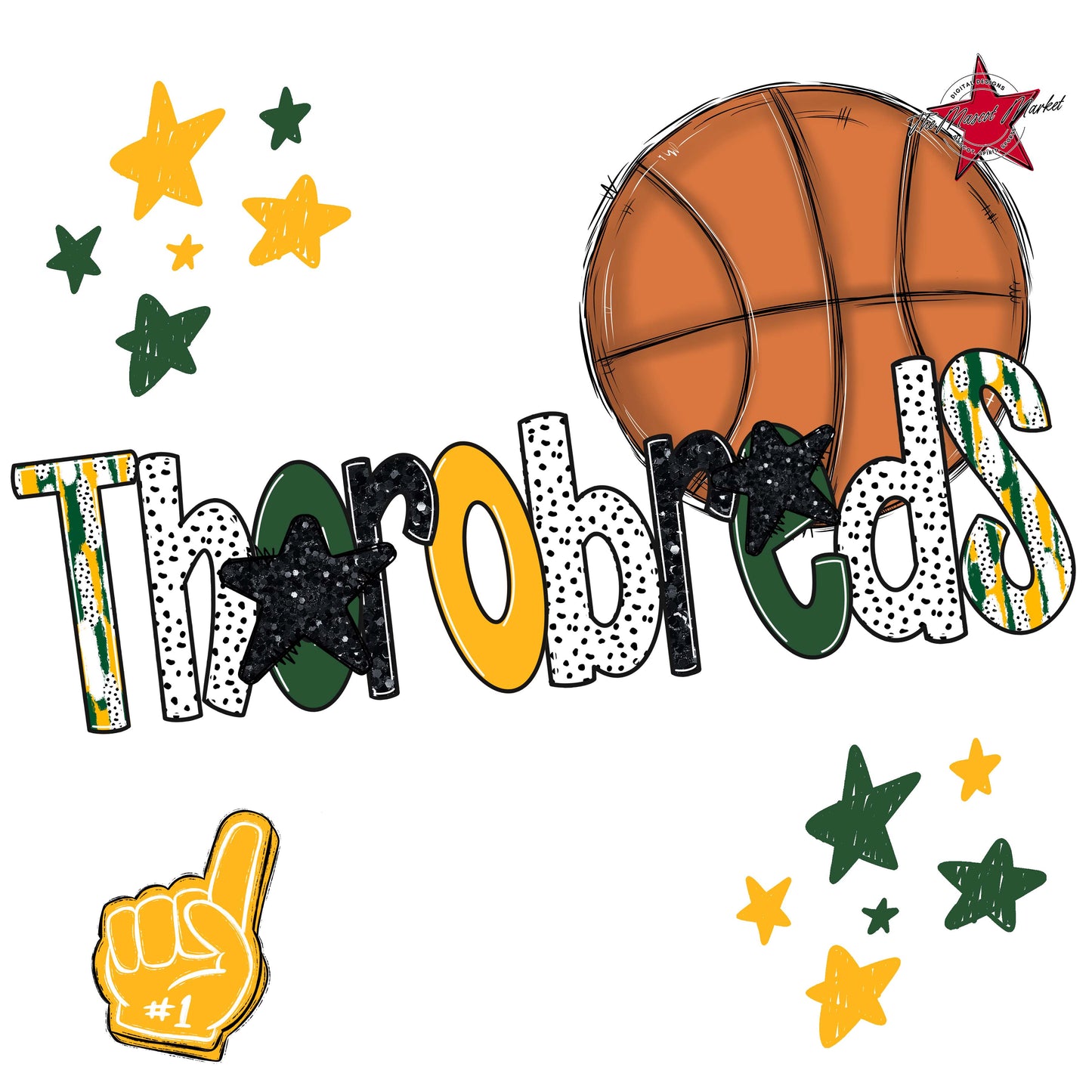 Thorobreds Basketball Scrape-Green & Yellow