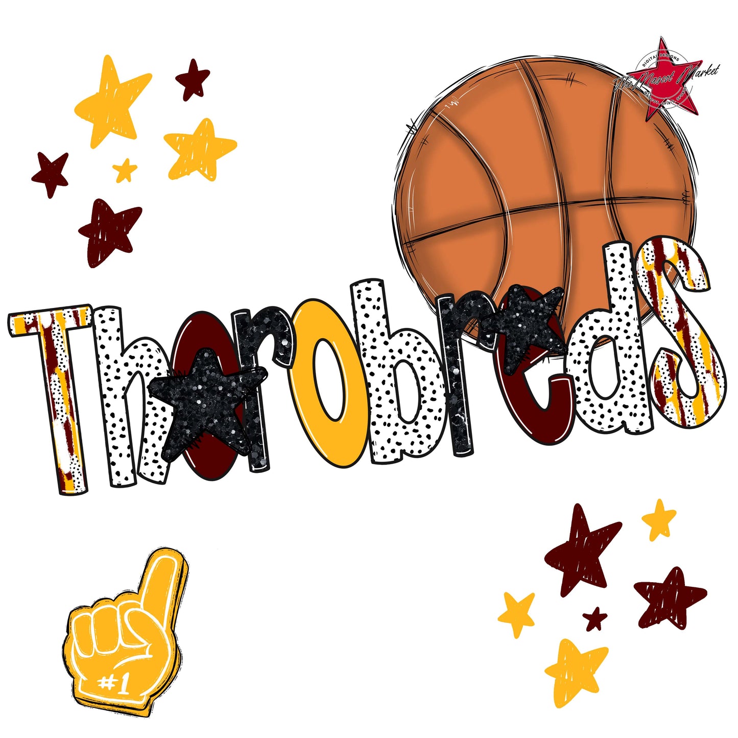 Thorobreds Basketball Scrape-Maroon & Yellow