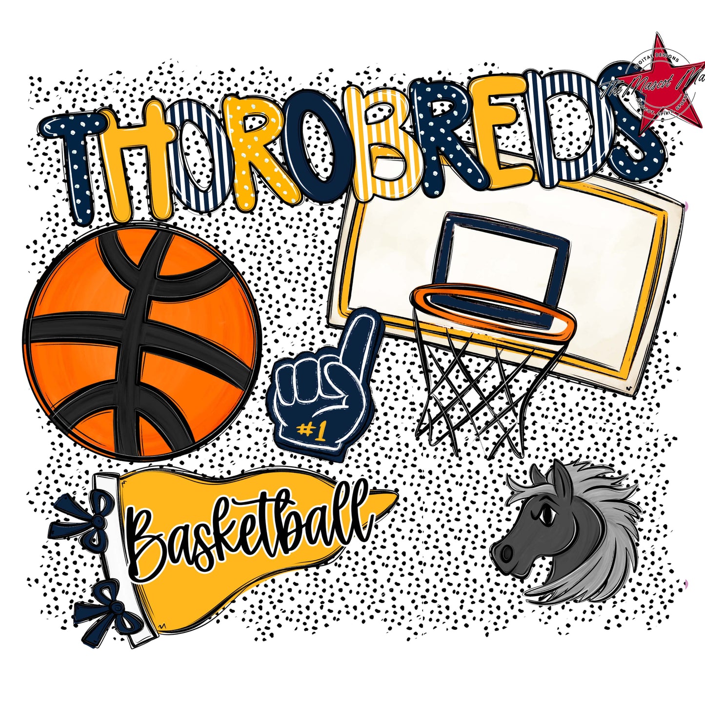 Thorobreds Basketball Spirit-Navy & Yellow