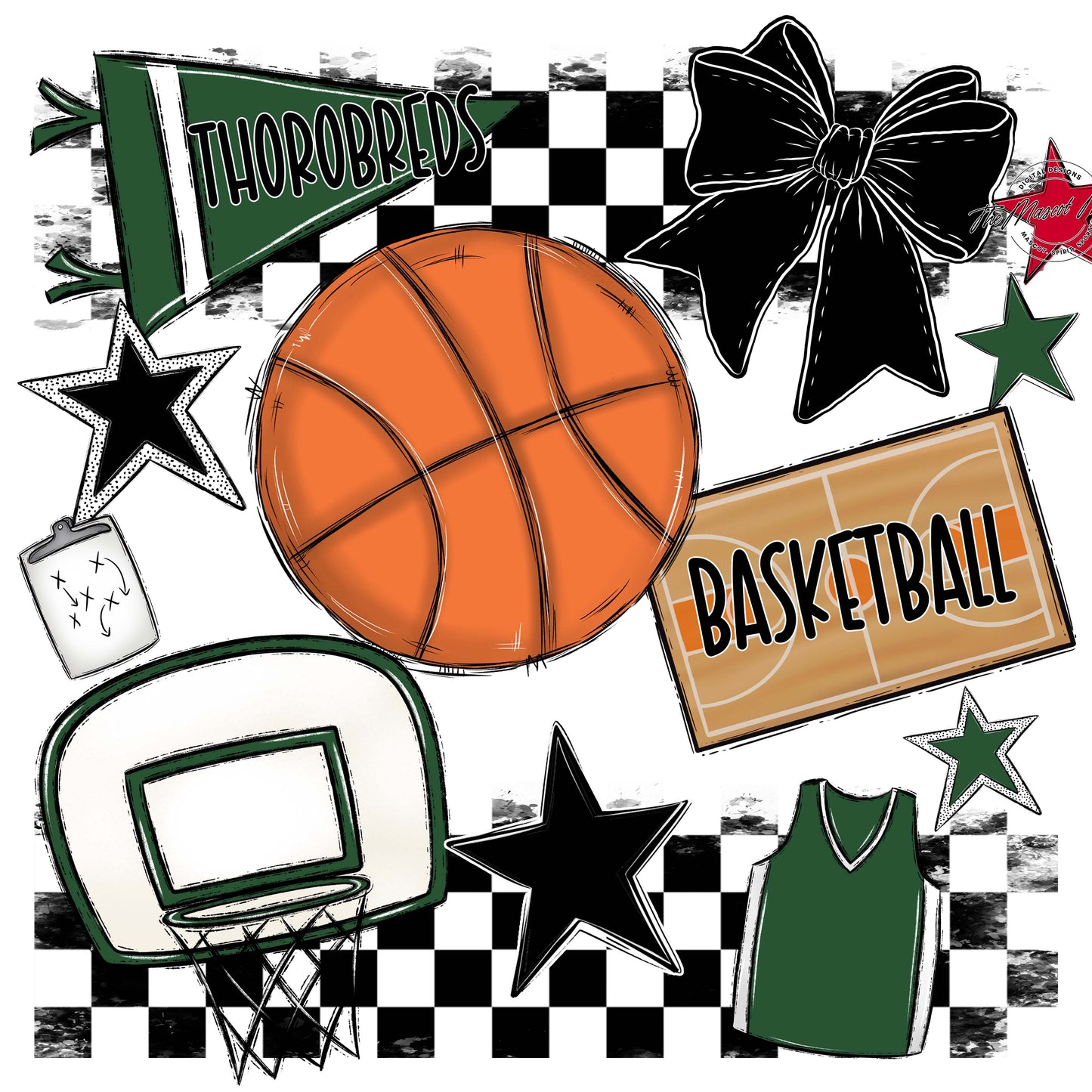 Thorobreds Basketball Checkers Design-Green