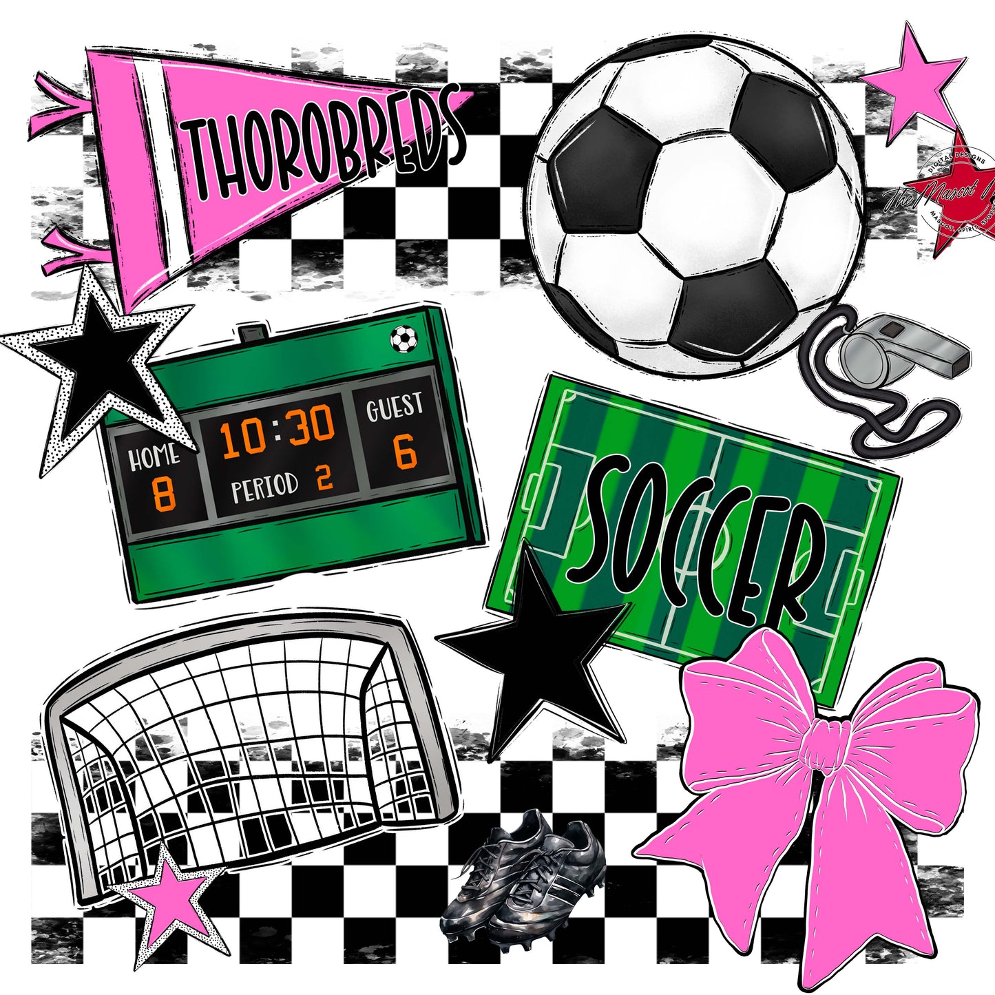Thorobreds Soccer Checkers Design-Baby Pink