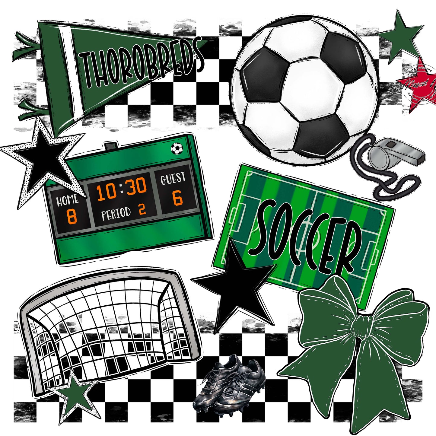 Thorobreds Soccer Checkers Design-Green