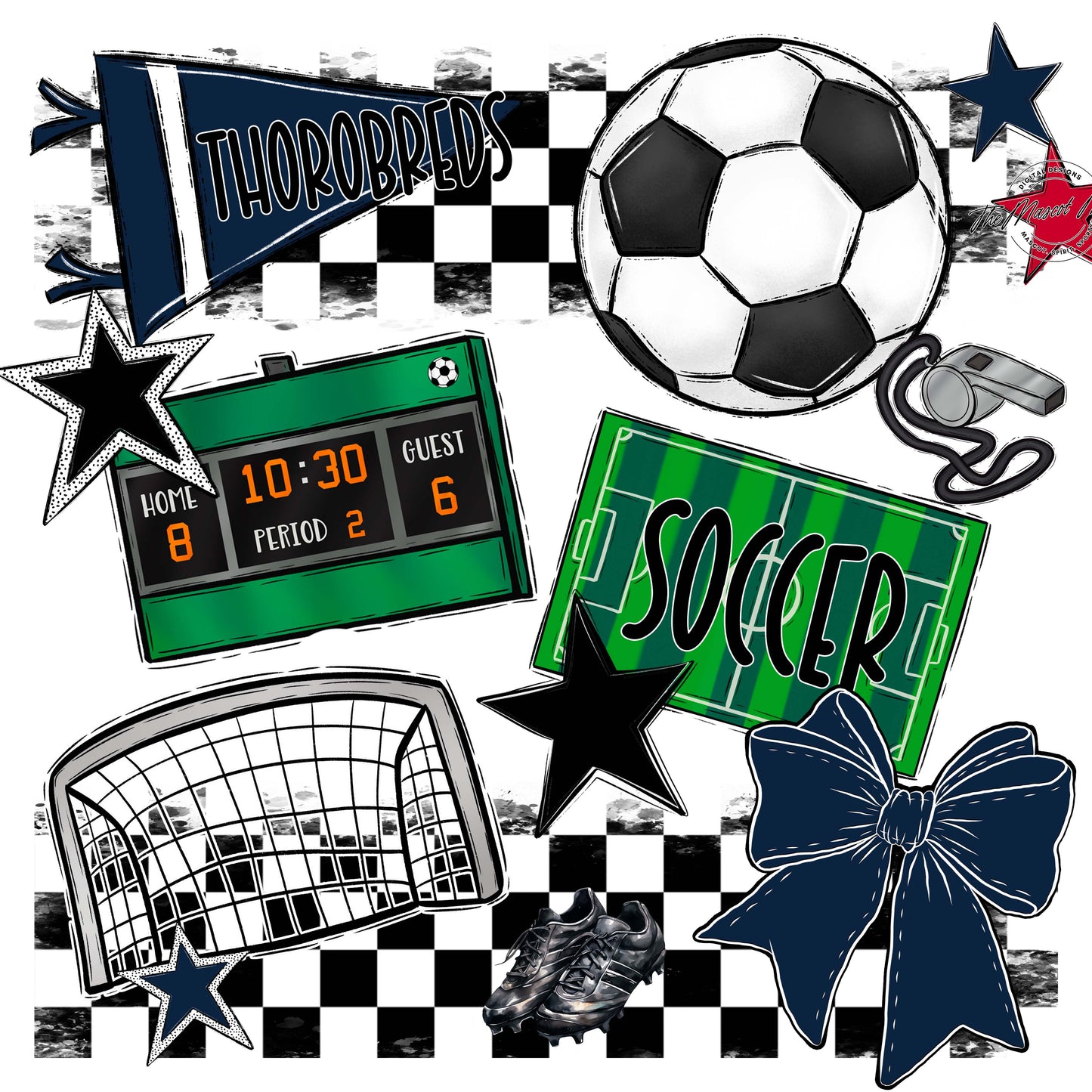Thorobreds Soccer Checkers Design-Navy