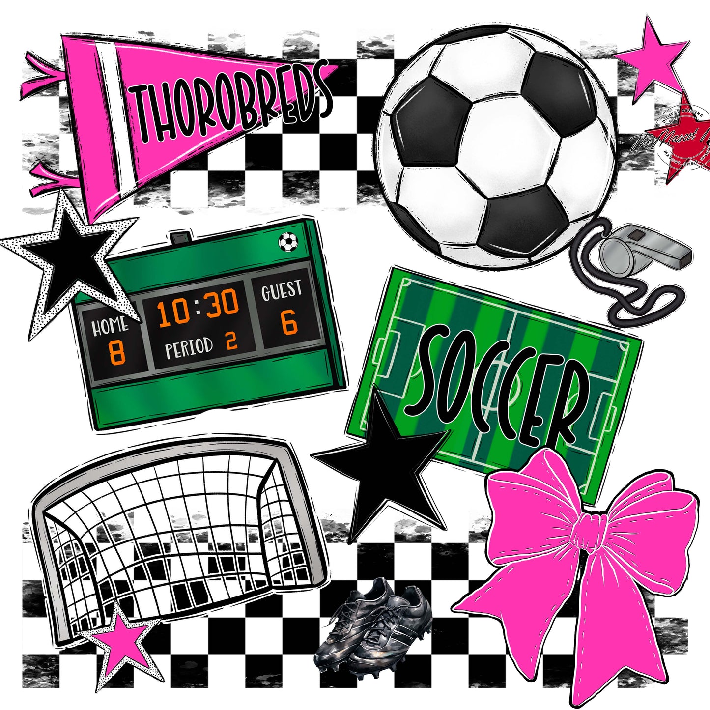 Thorobreds Soccer Checkers Design-Pink