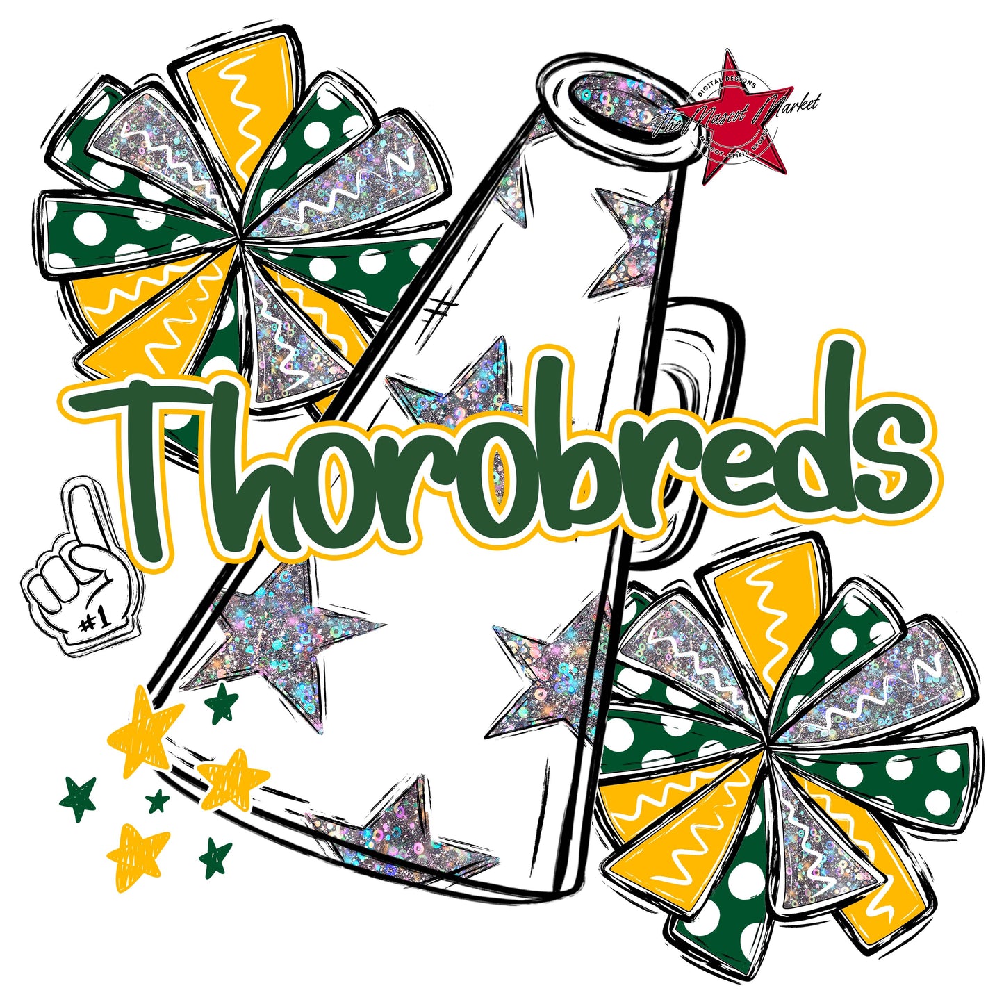 Thorobreds Cheer Checkers Design-Green & Yellow