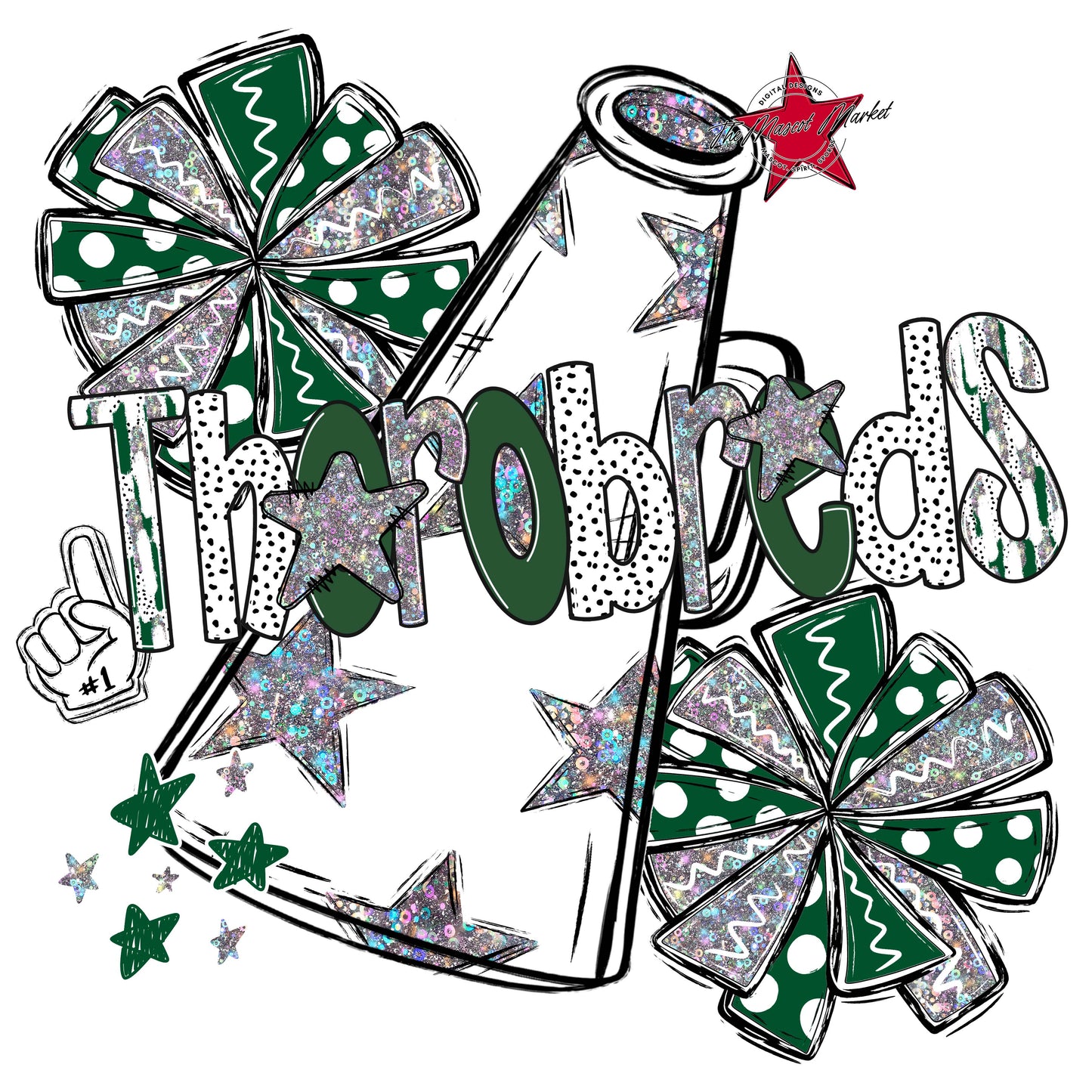 Thorobreds Cheer Megaphone Scrape-Green