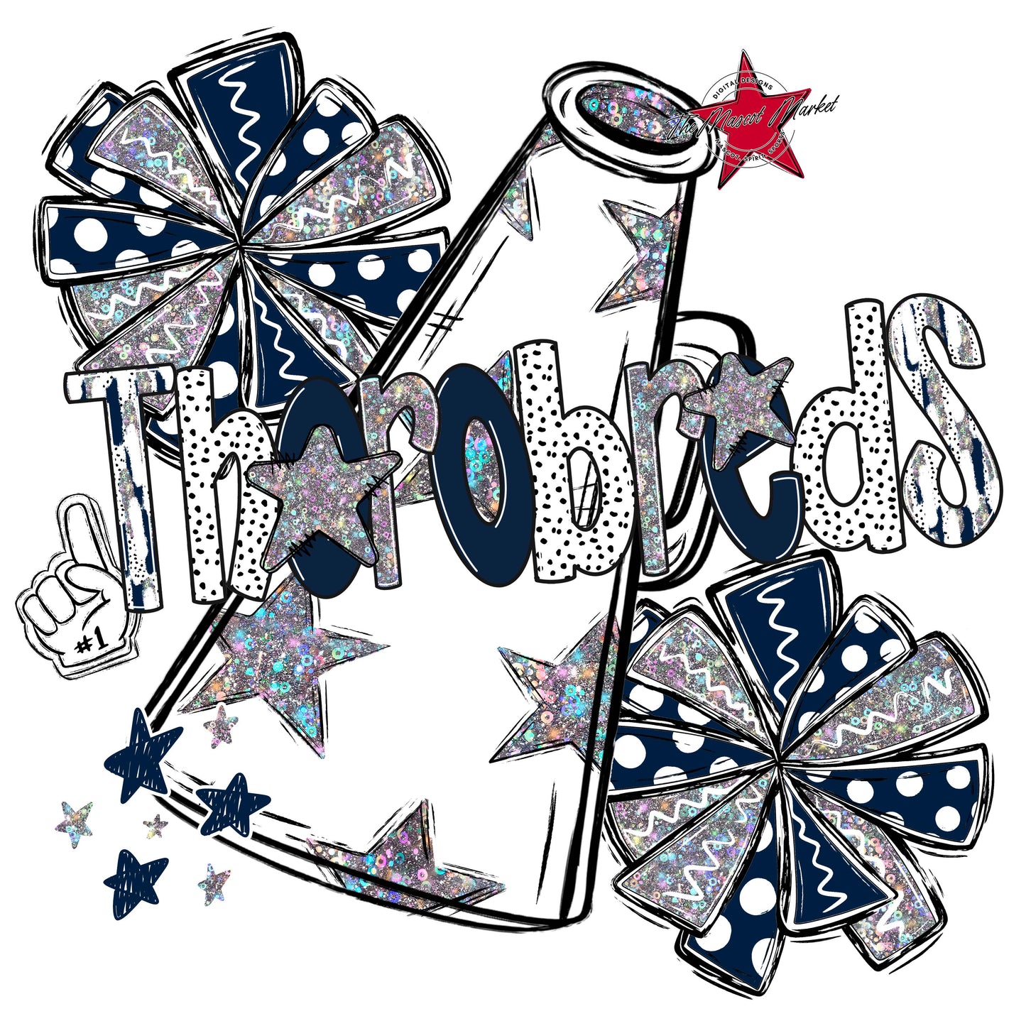 Thorobreds Cheer Megaphone Scrape-Navy