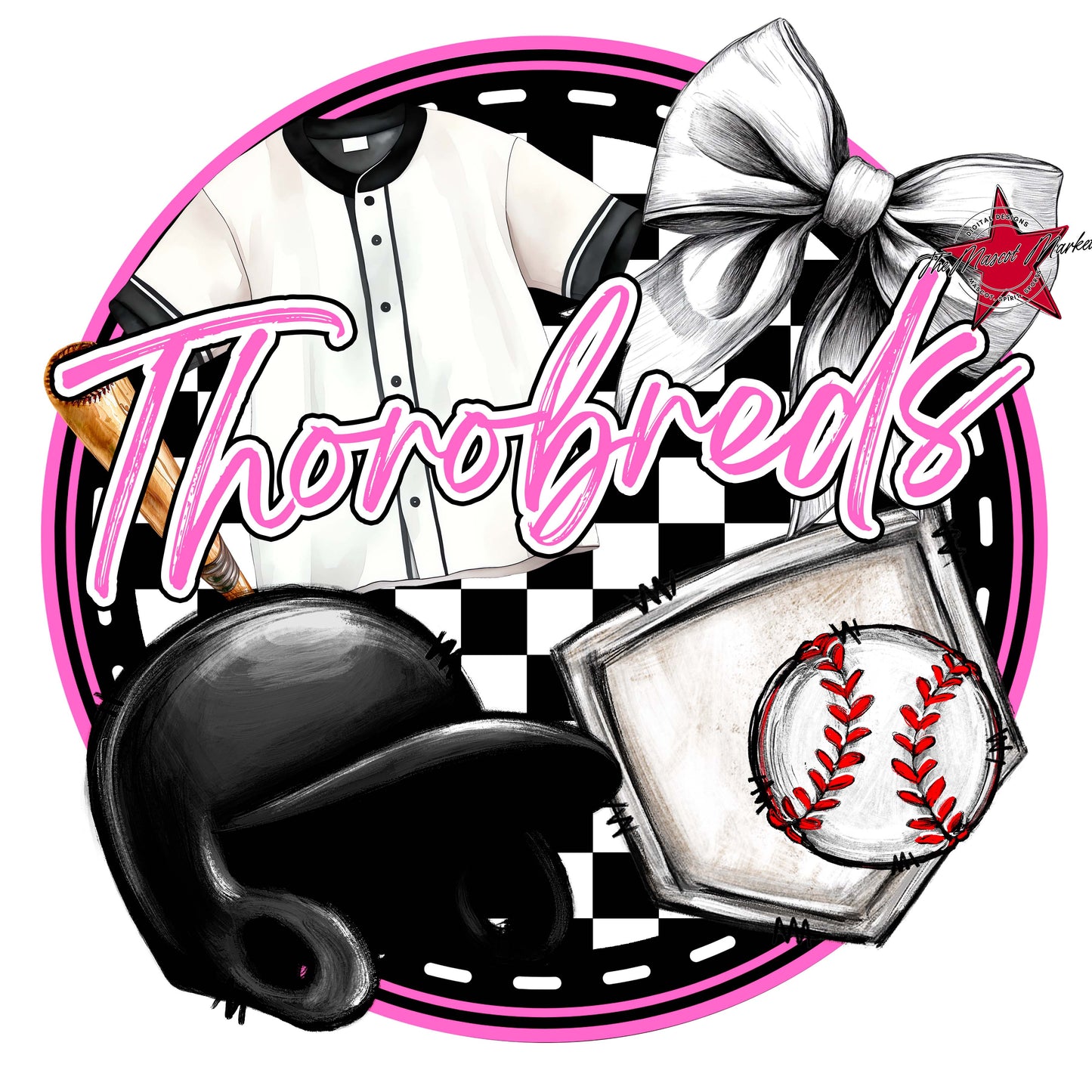 Thorobreds Circle Baseball Frame-Baby Pink