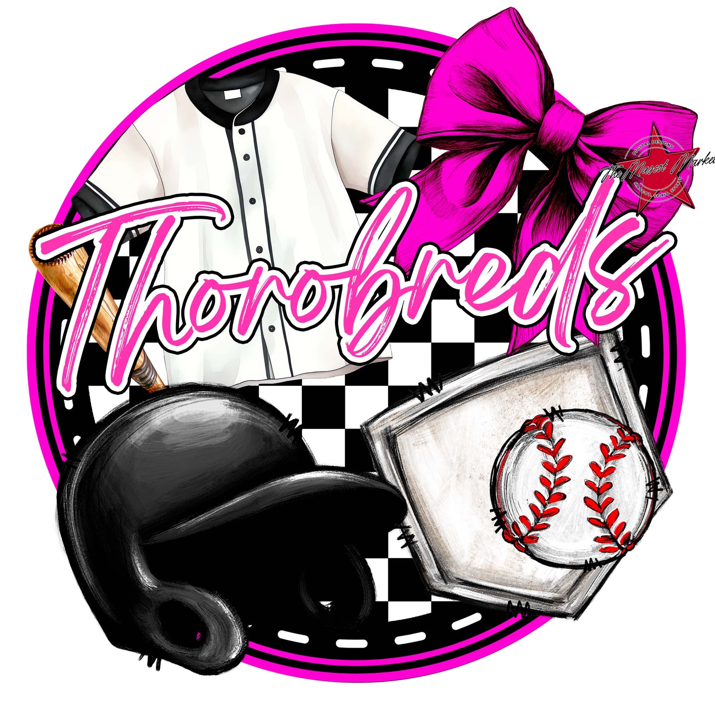 Thorobreds Circle Baseball Frame-Pink