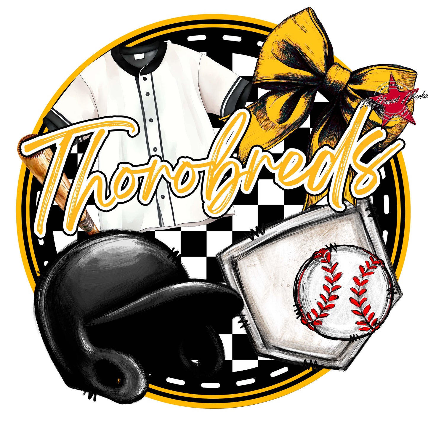 Thorobreds Circle Baseball Frame-Yellow