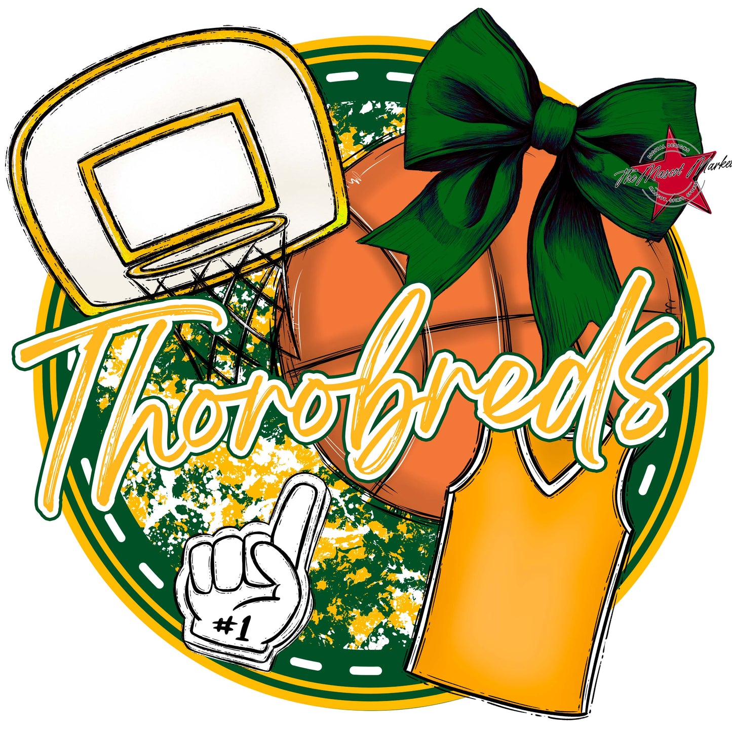 Thorobreds Circle Basketball Frame-Green & Yellow