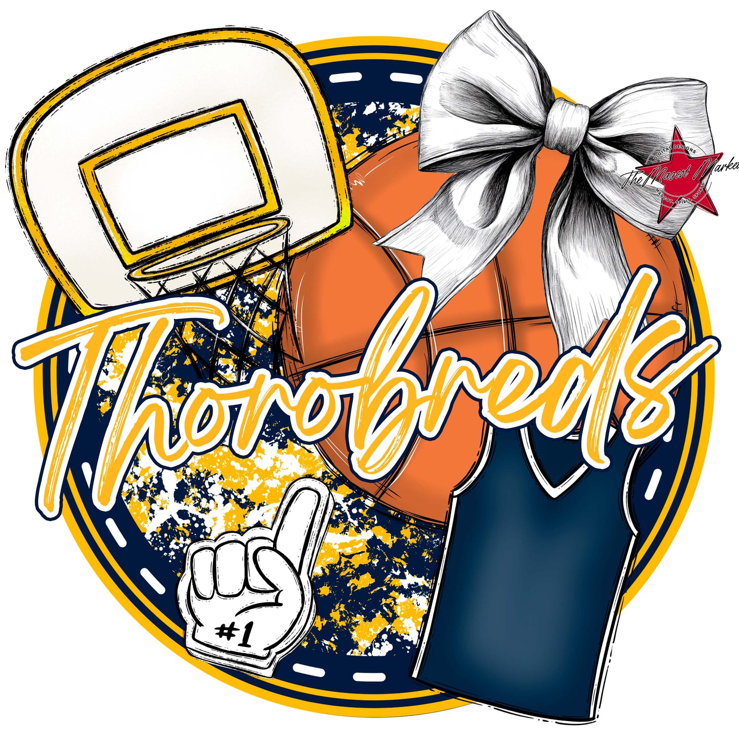 Thorobreds Circle Basketball Frame-Navy & Yellow