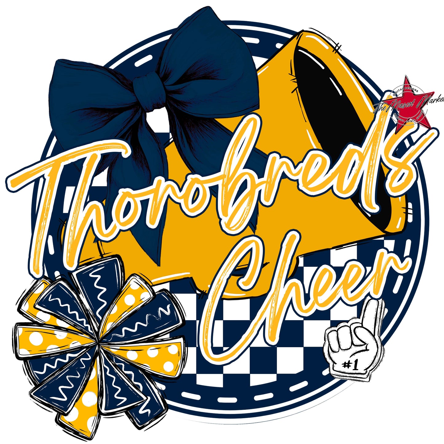 Thorobreds Circle Cheer Frame-Navy & Yellow