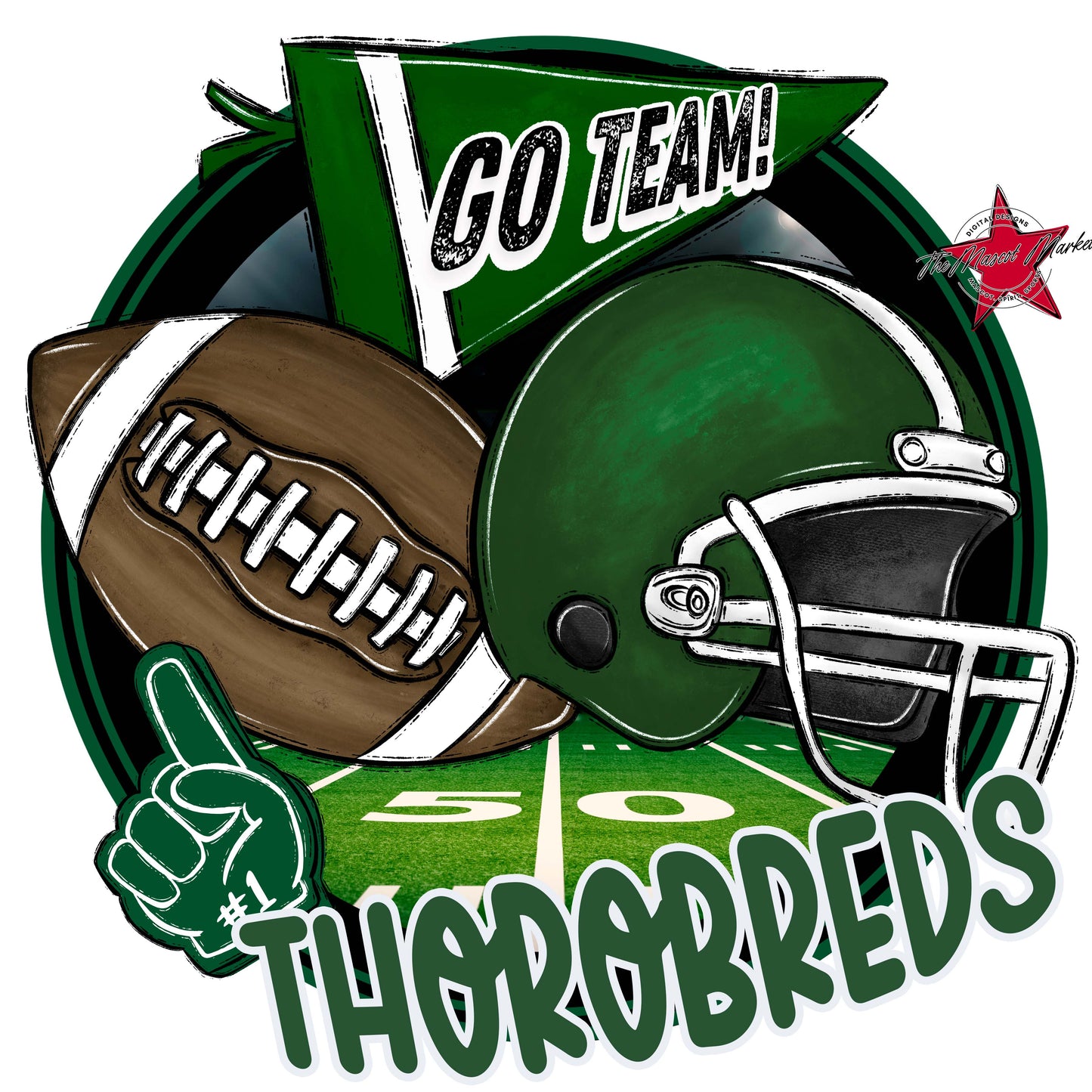Thorobreds Circle Football Frame-Green