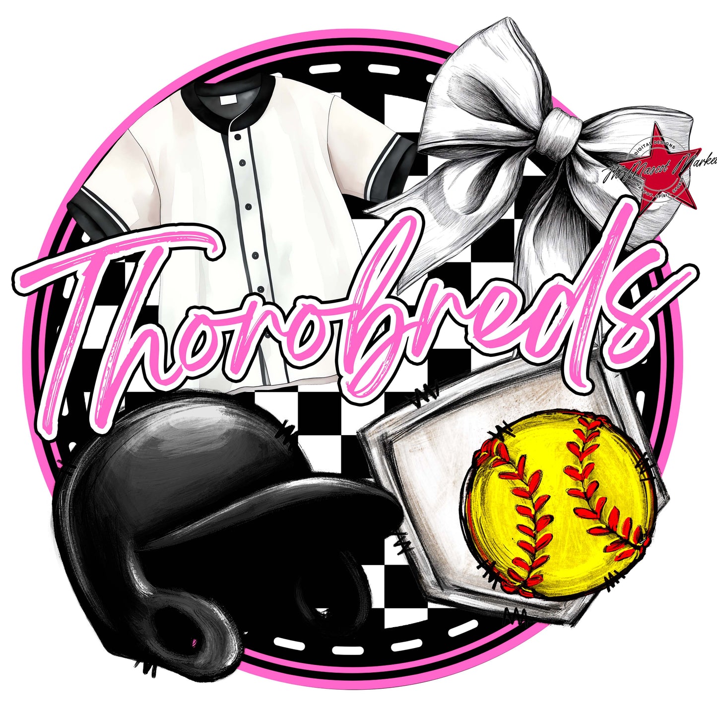 Thorobreds Circle Softball Frame-Baby Pink