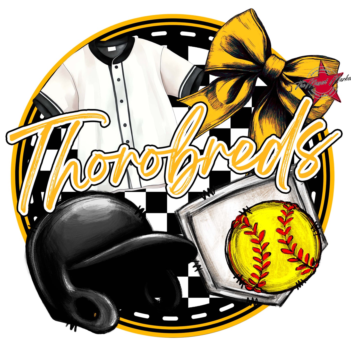 Thorobreds Circle Softball Frame-Yellow
