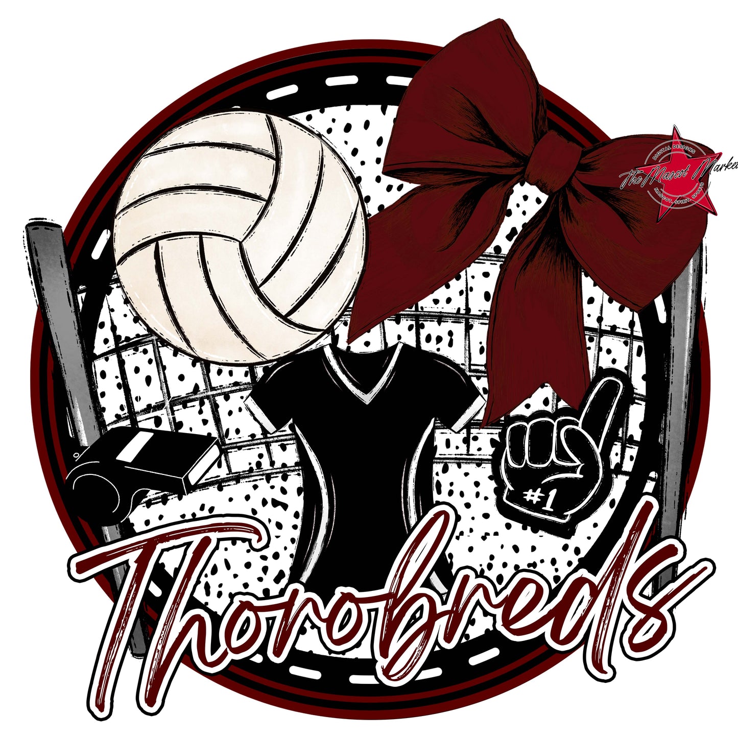 Thorobreds Circle Volleyball Frame-Maroon