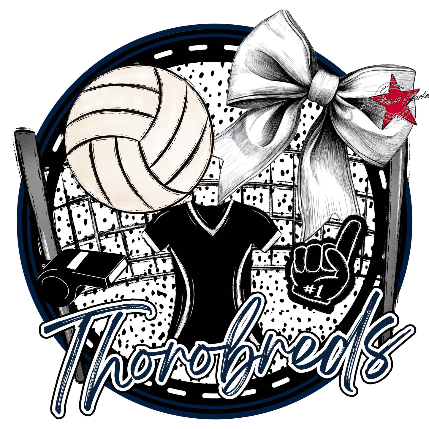 Thorobreds Circle Volleyball Frame-Navy