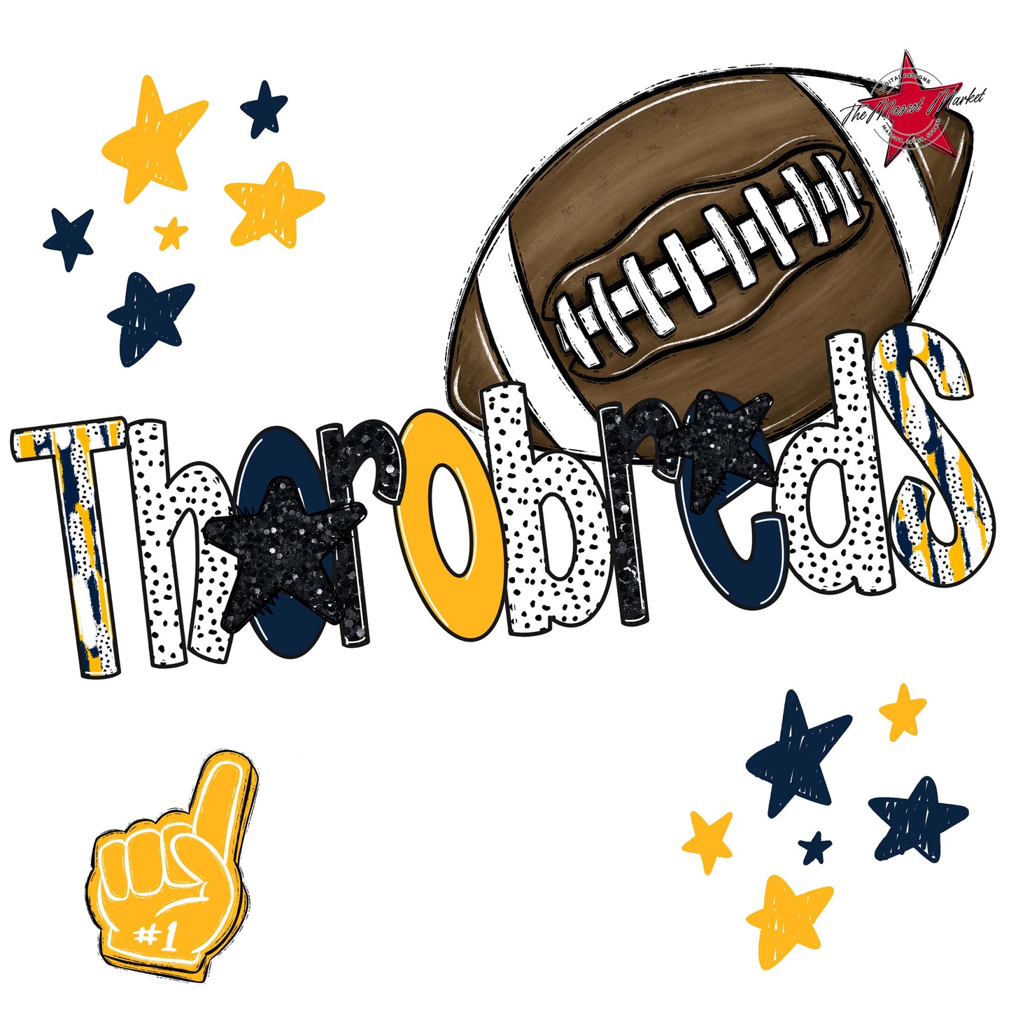 Thorobreds Football Scrape-Navy & Yellow