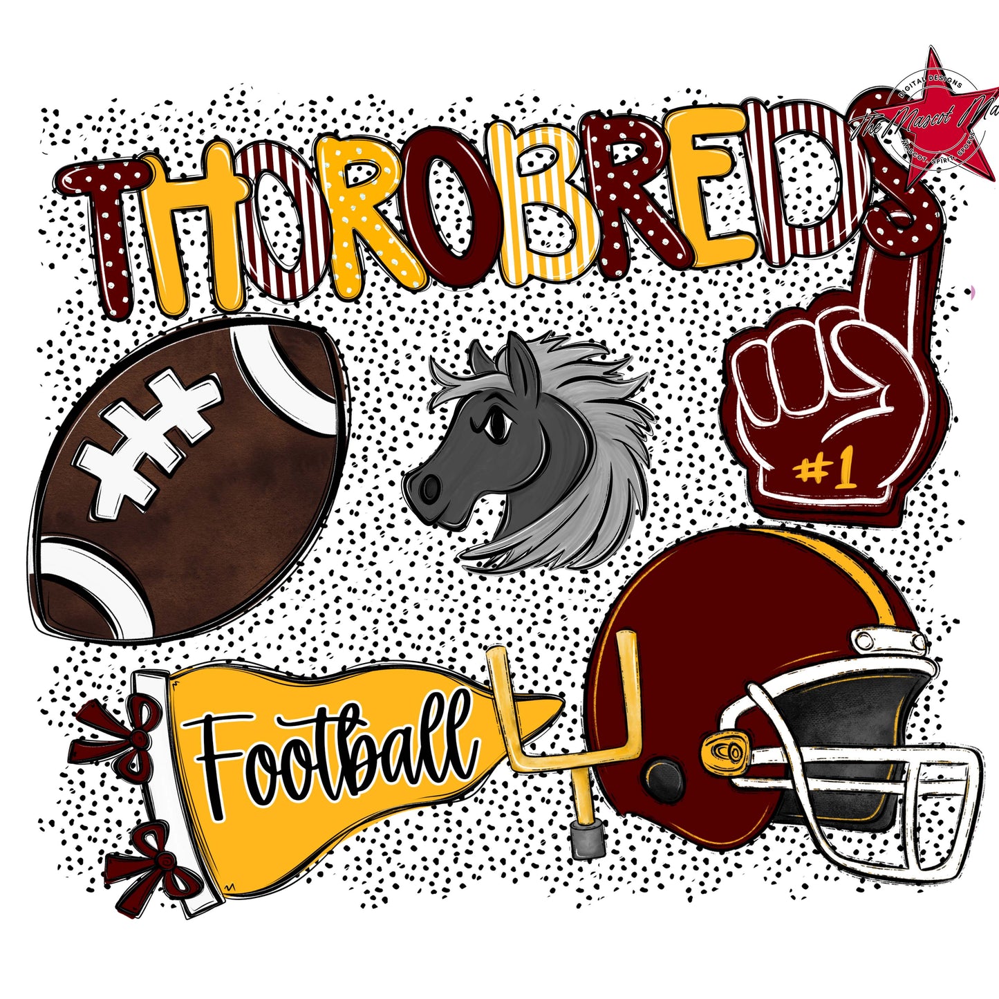 Thorobreds Football Spirit-Maroon & Yellow