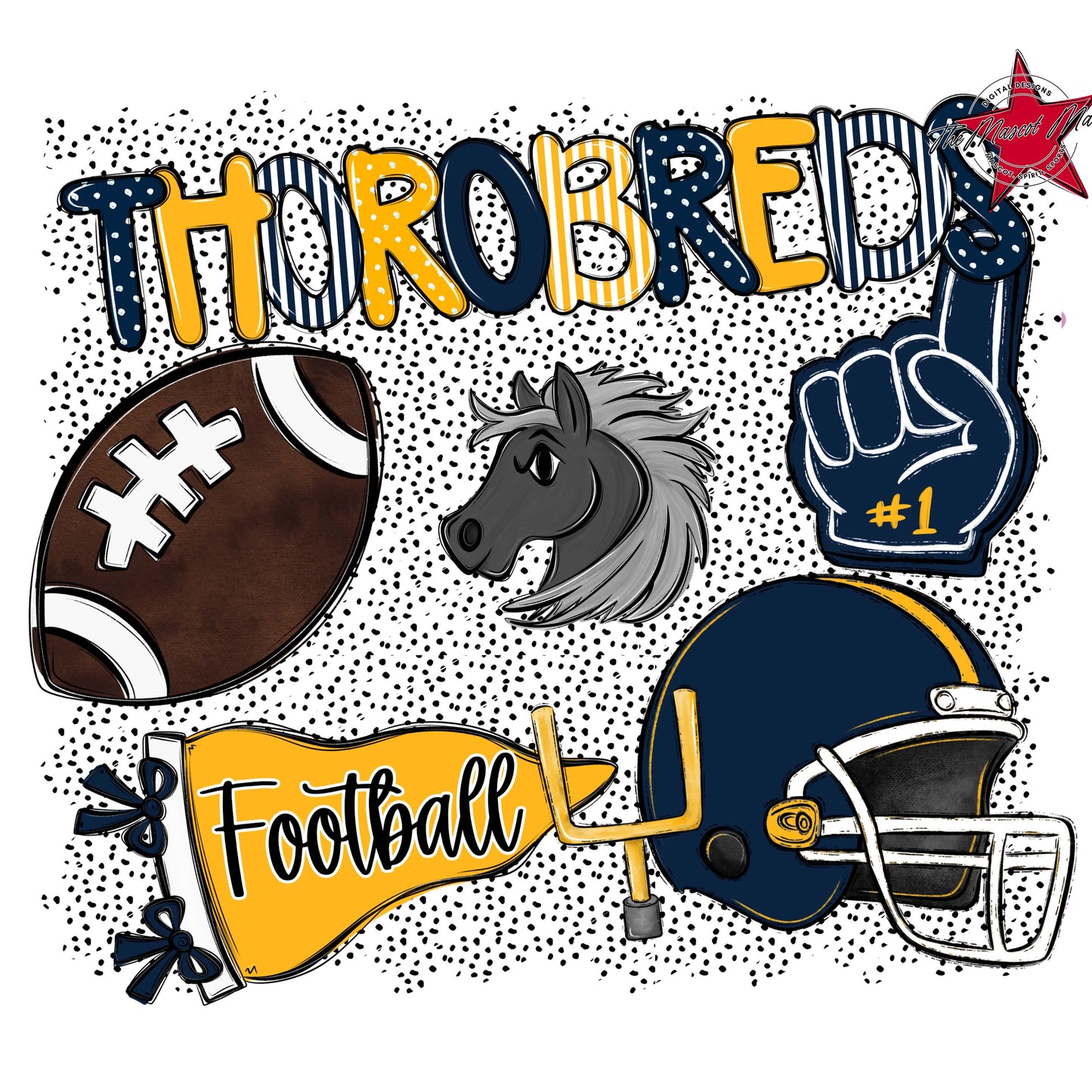 Thorobreds Football Spirit-Navy & Yellow