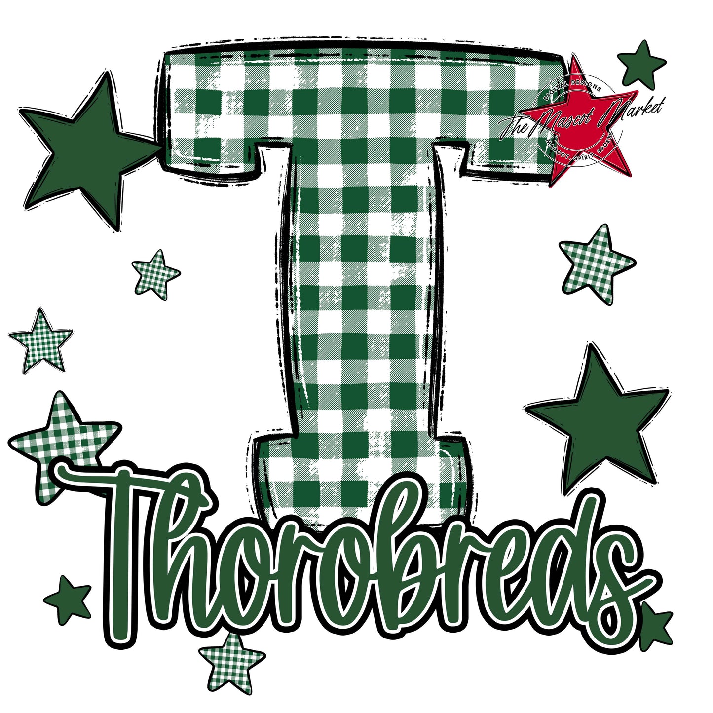 Thorobreds Plaid Star Design-Green